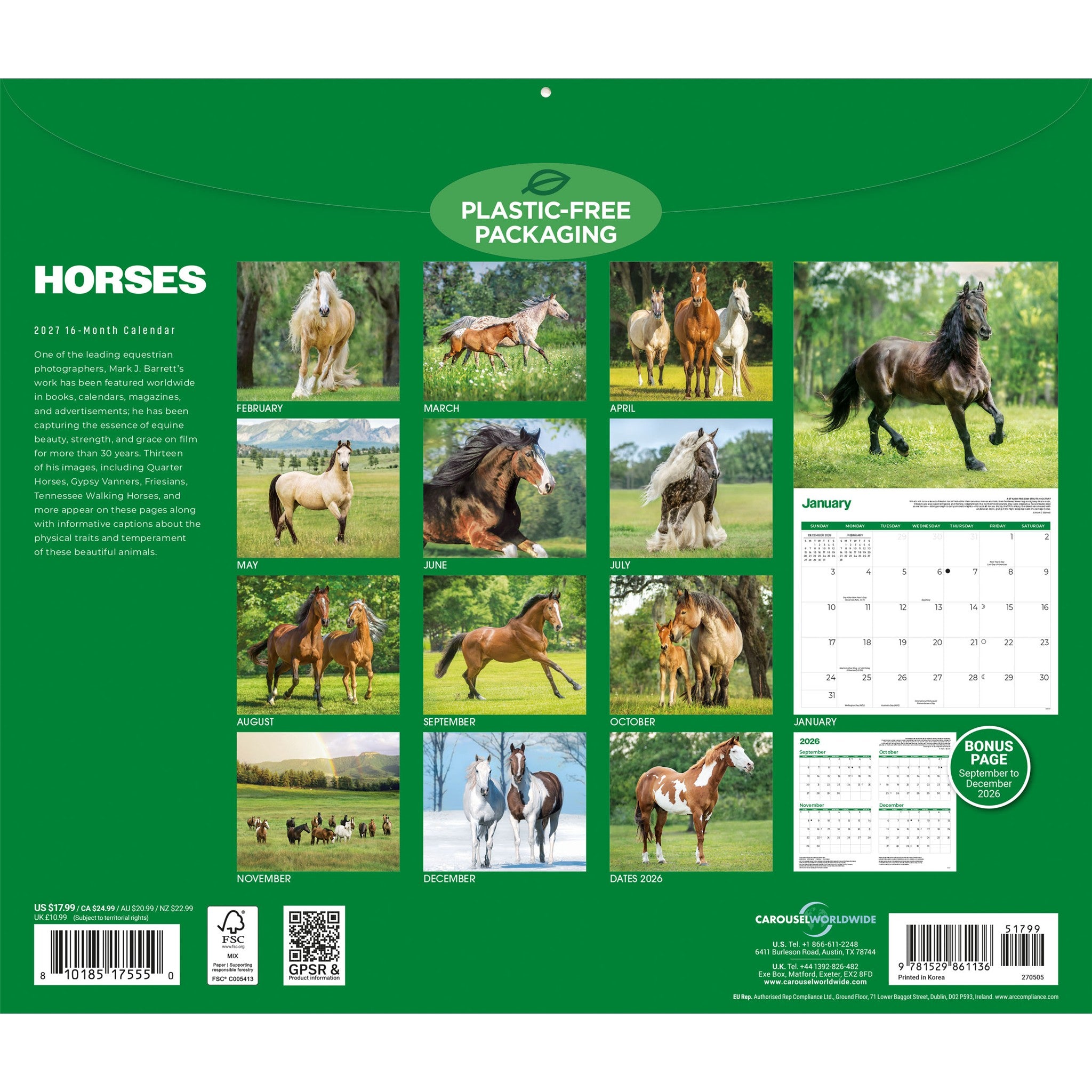 Horses 2027 Wall Calendar