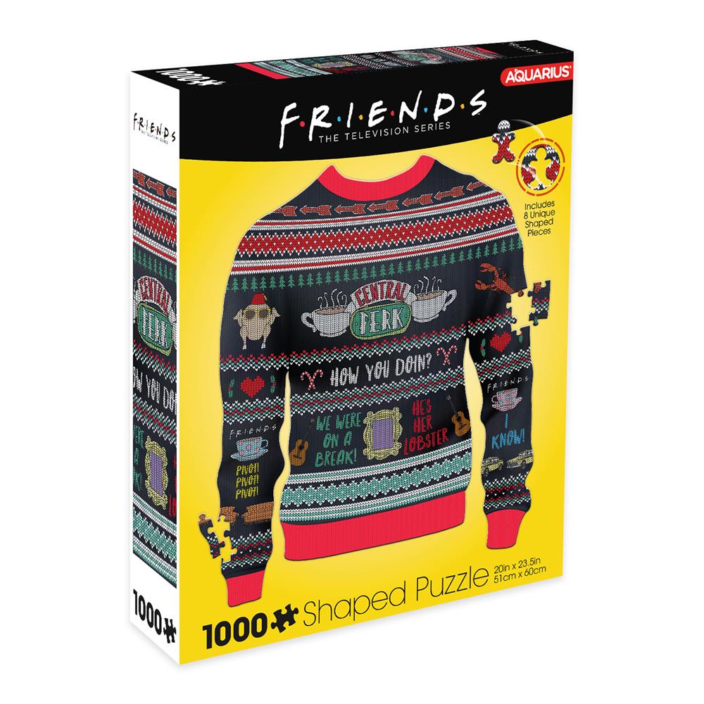 Friends Ugly Christmas Sweater Shaped Jigsaw Puzzle (1000 Piece) - Online Exclusive