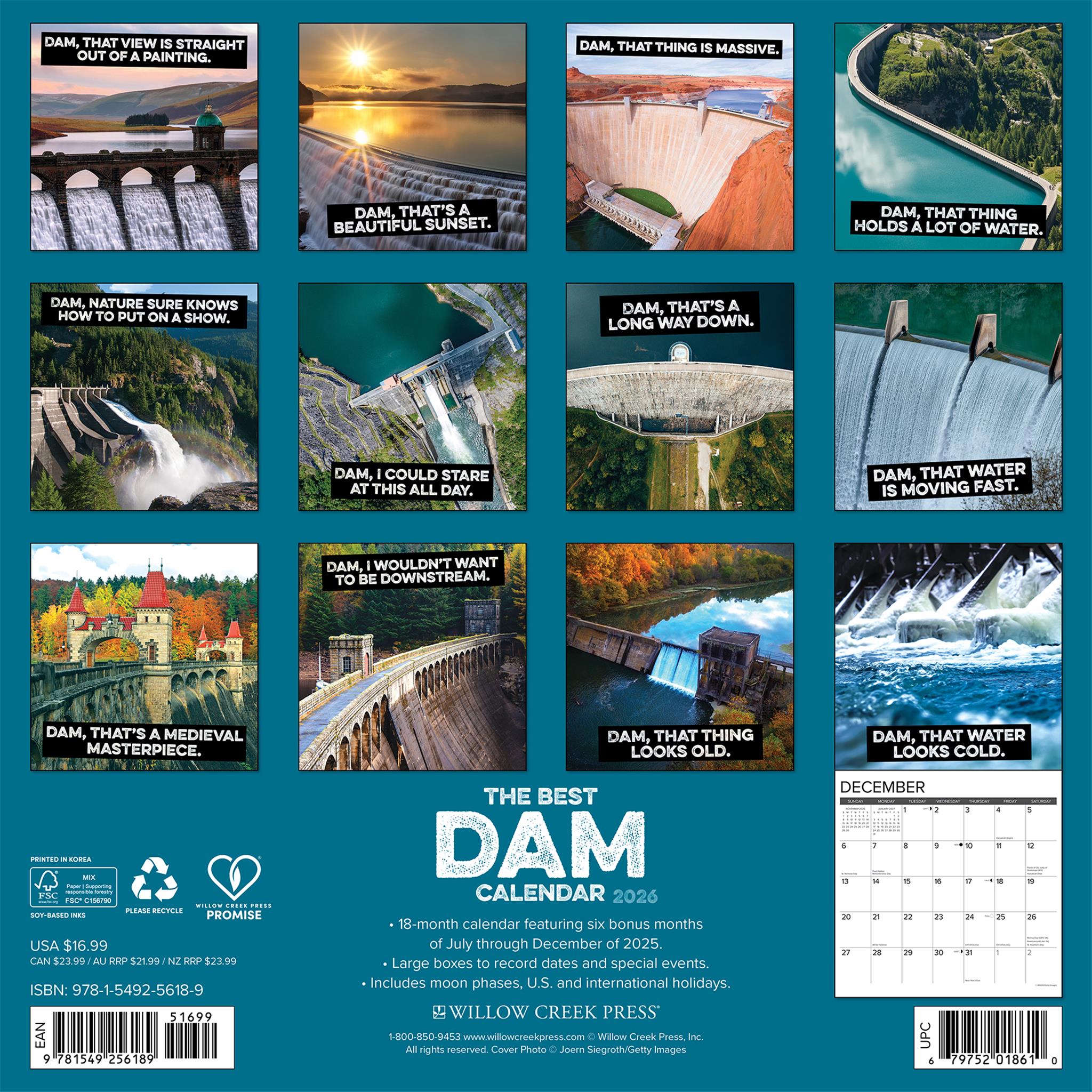 The Best Dam Calendar 2026 Wall Calendar - Online Only