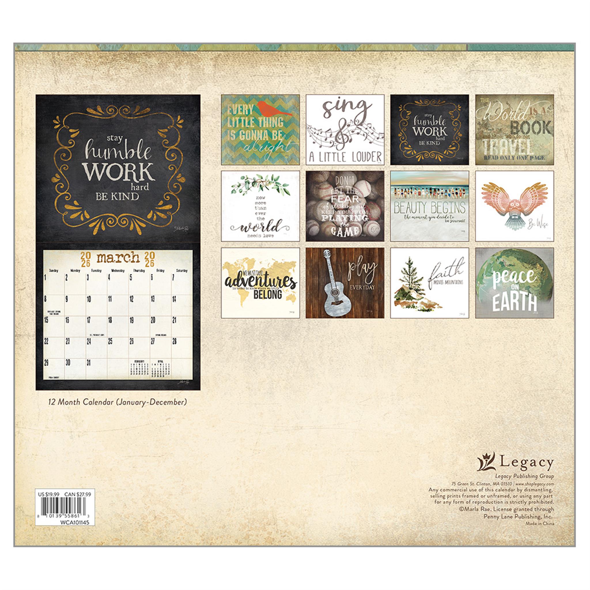 Words To Live By 2026 Deluxe Wall Calendar