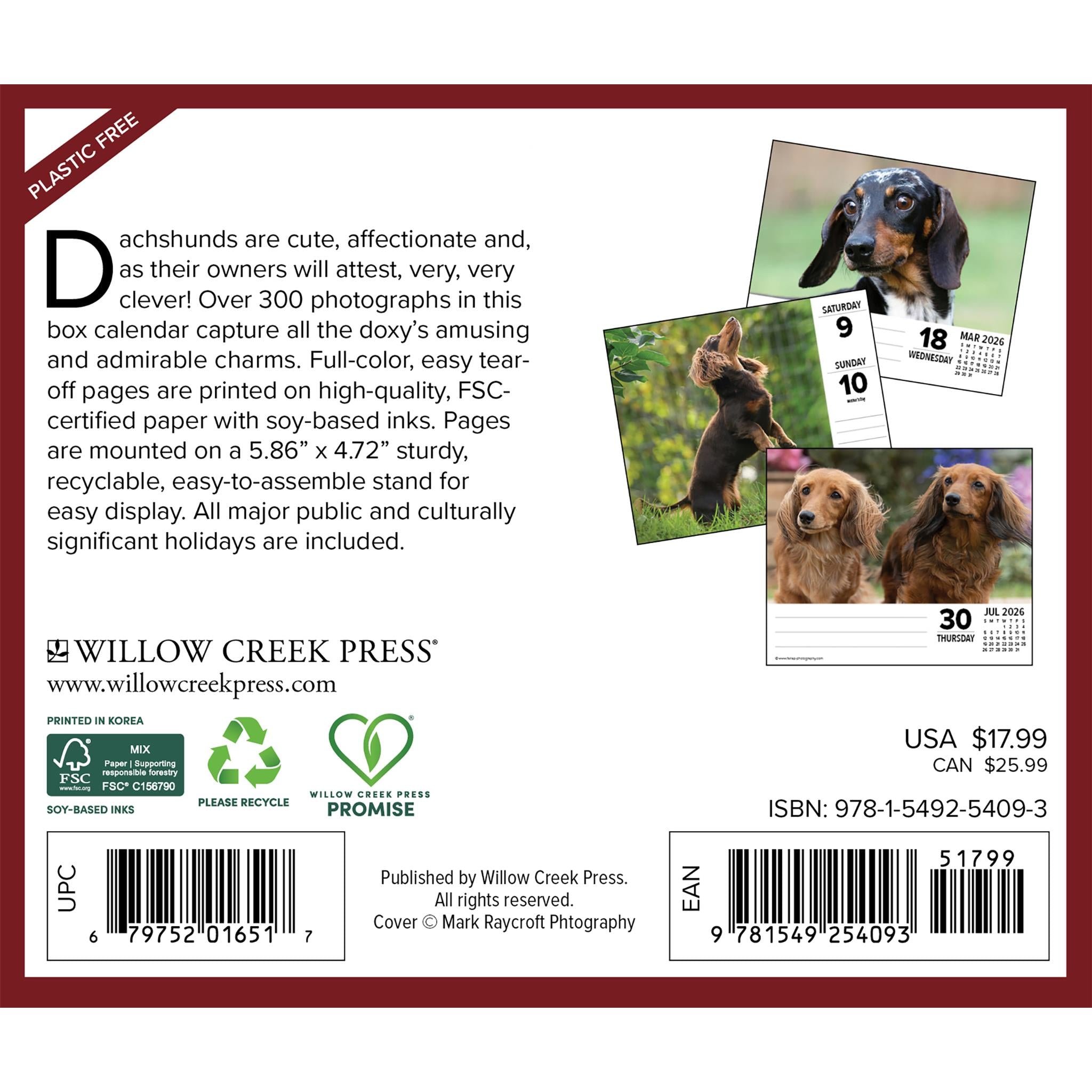 Just Dachshunds 2026 Box Calendar