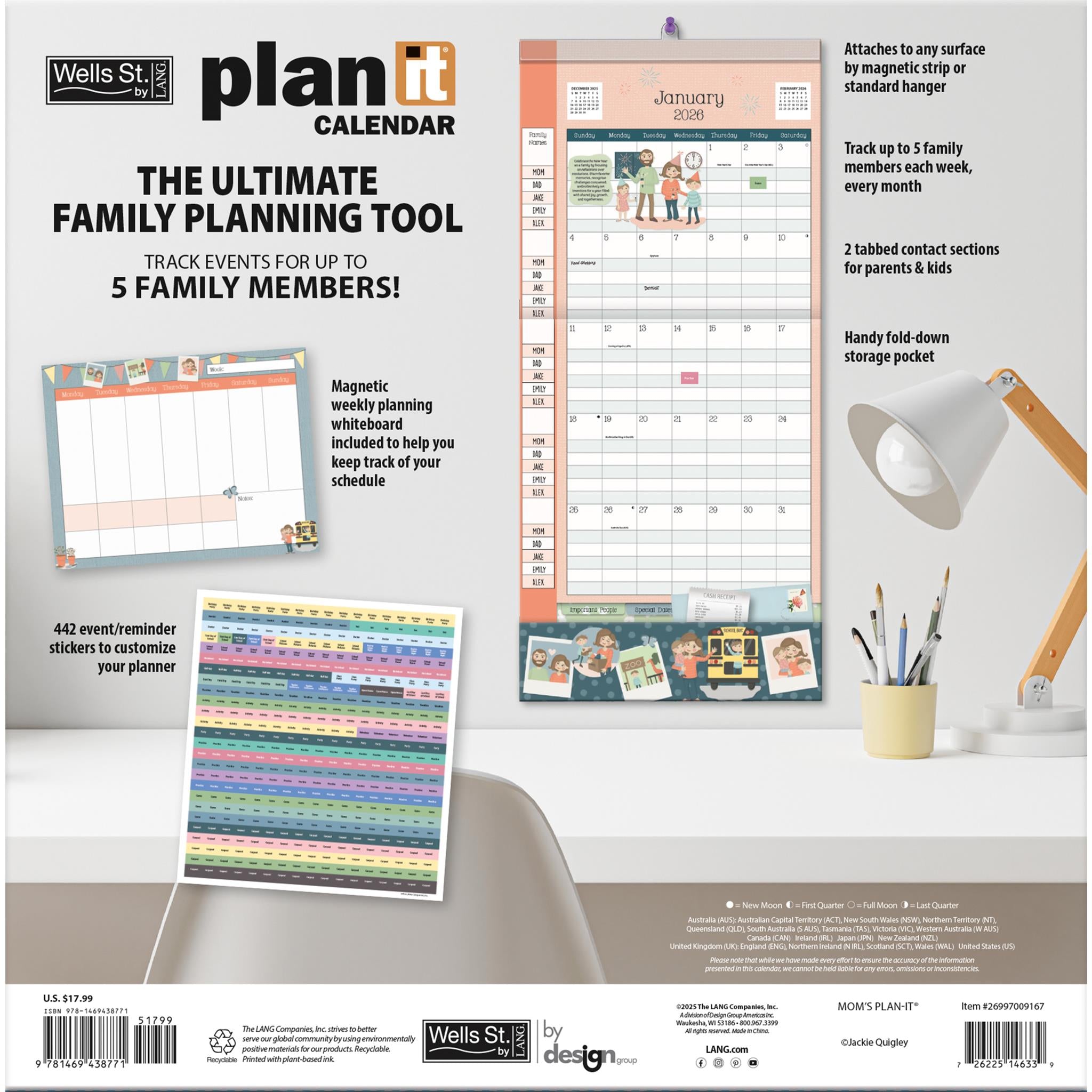 Moms Plan It 2025-206 Wall Calendar - Online Only