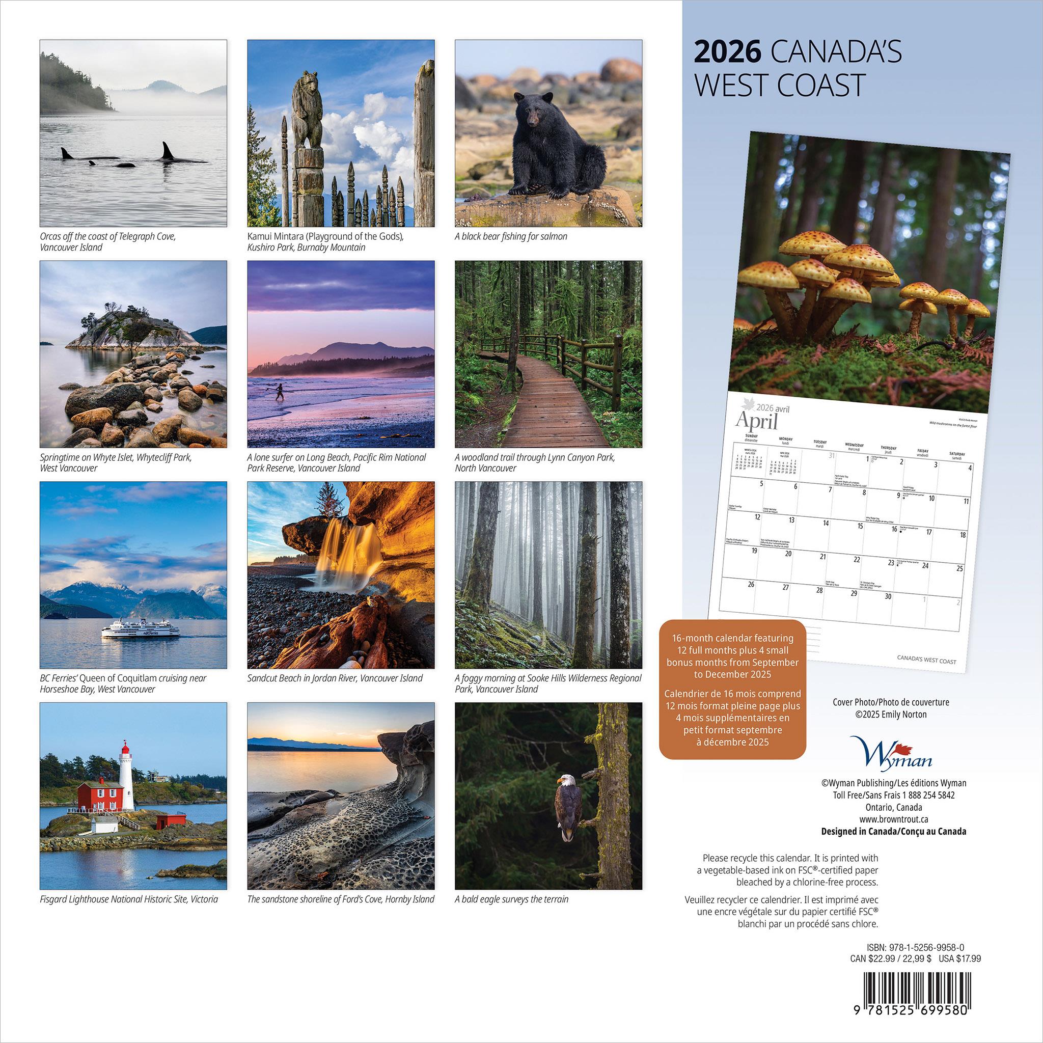 Canadas West Coast 2026 Wall Calendar - Online Only