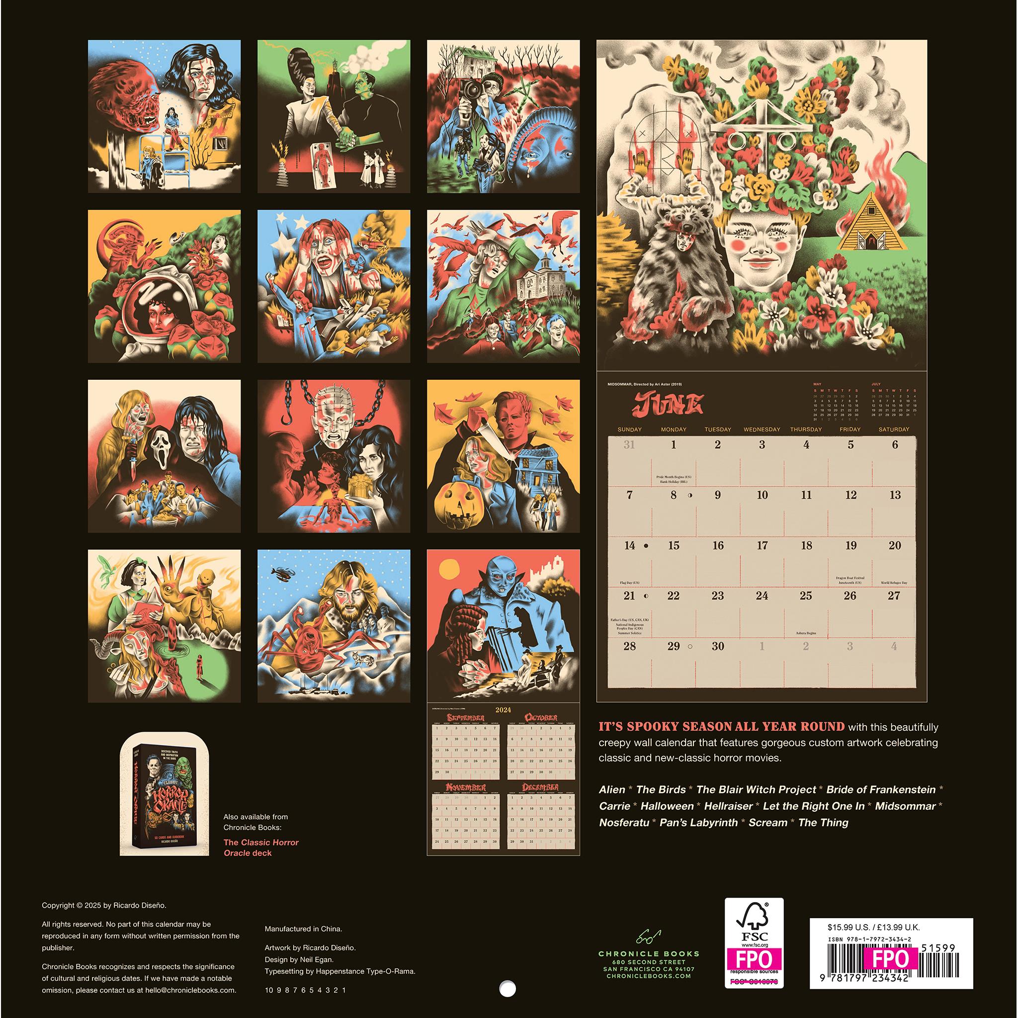 Classic Horror Movies 2026 Wall Calendar - Online Only