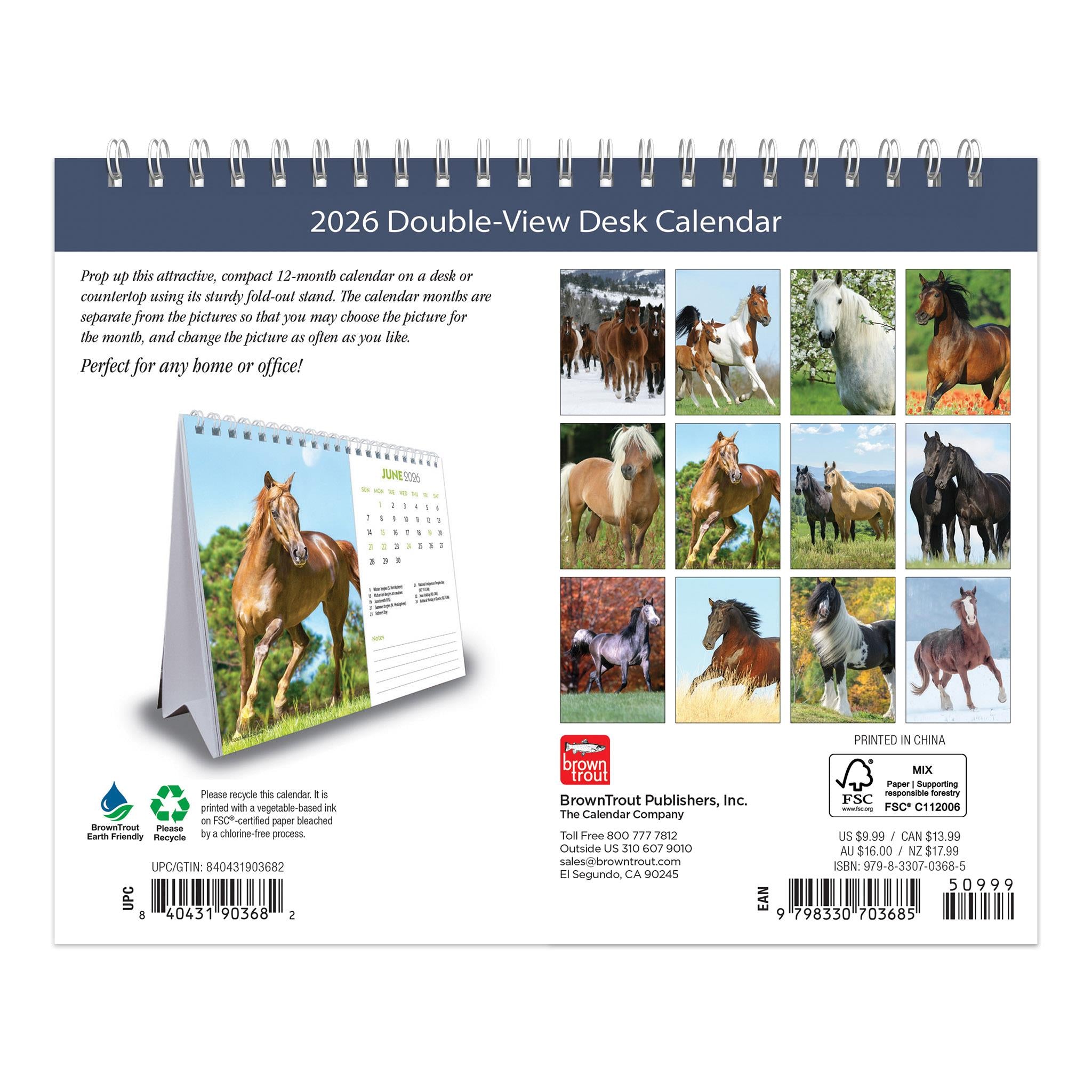 Horse Lovers 2026 Double View Easel Calendar - Online Only
