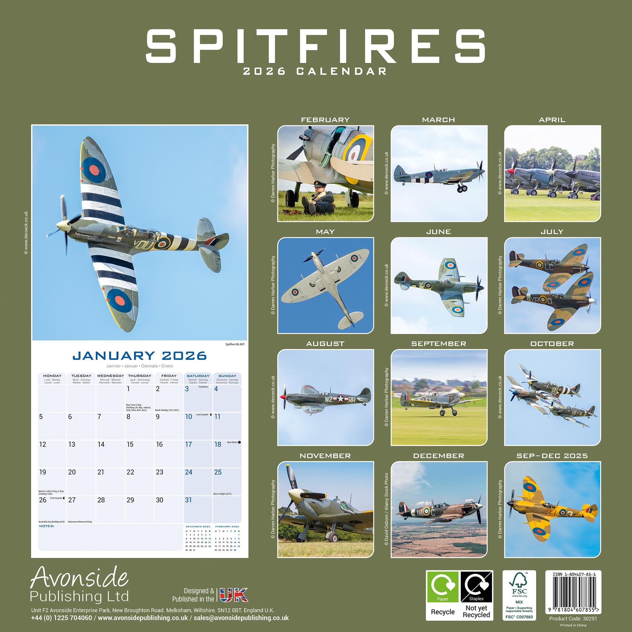 Spitfires 2026 Wall Calendar