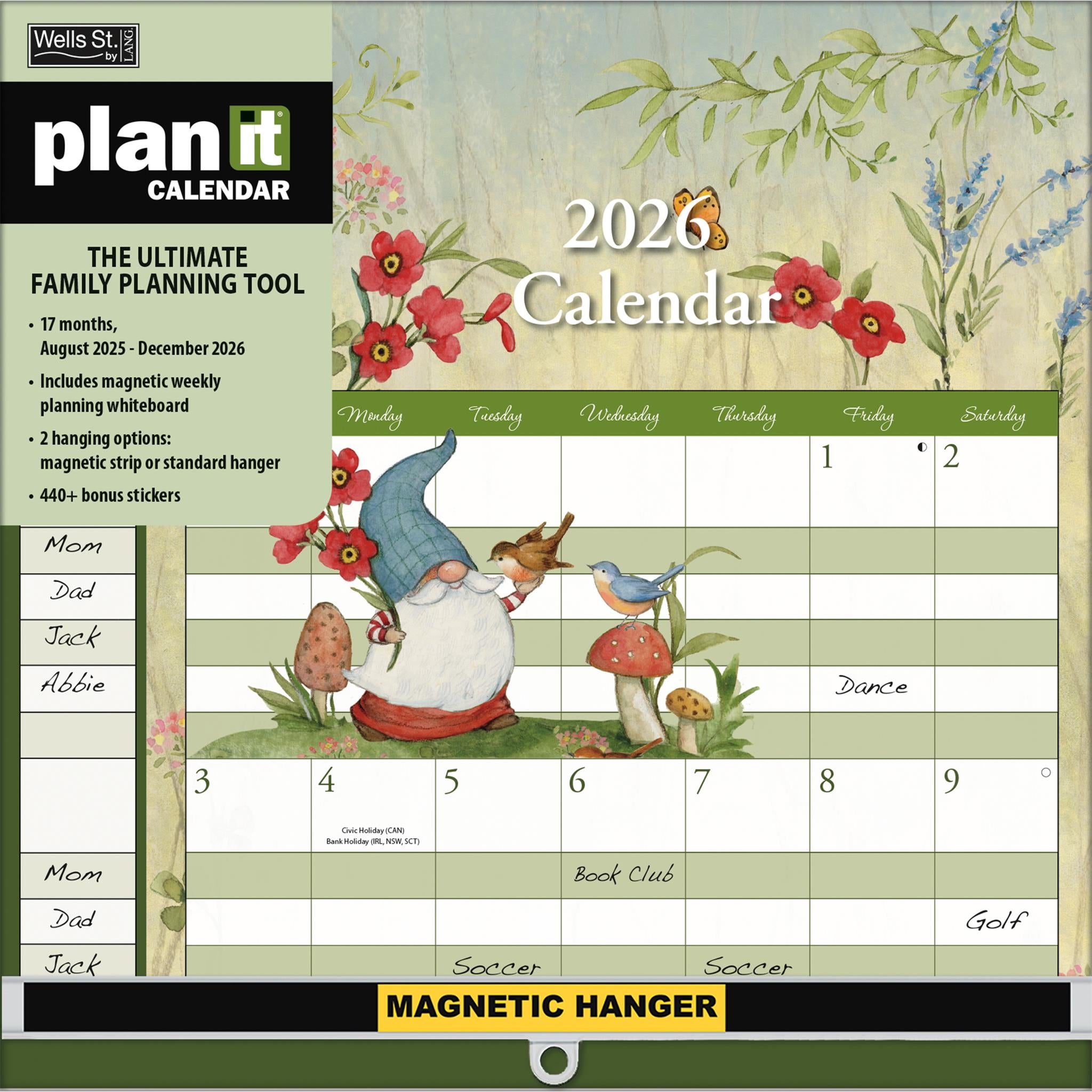Gnomes Plan It Plus 2025-2026 Wall Calendar