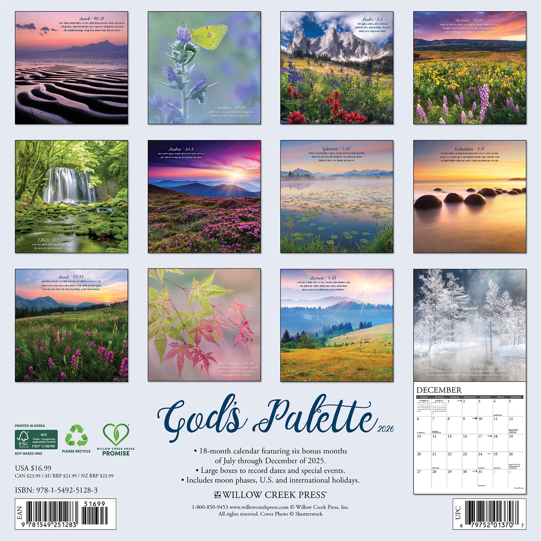 Gods Palette 2026 Wall Calendar - Online Only