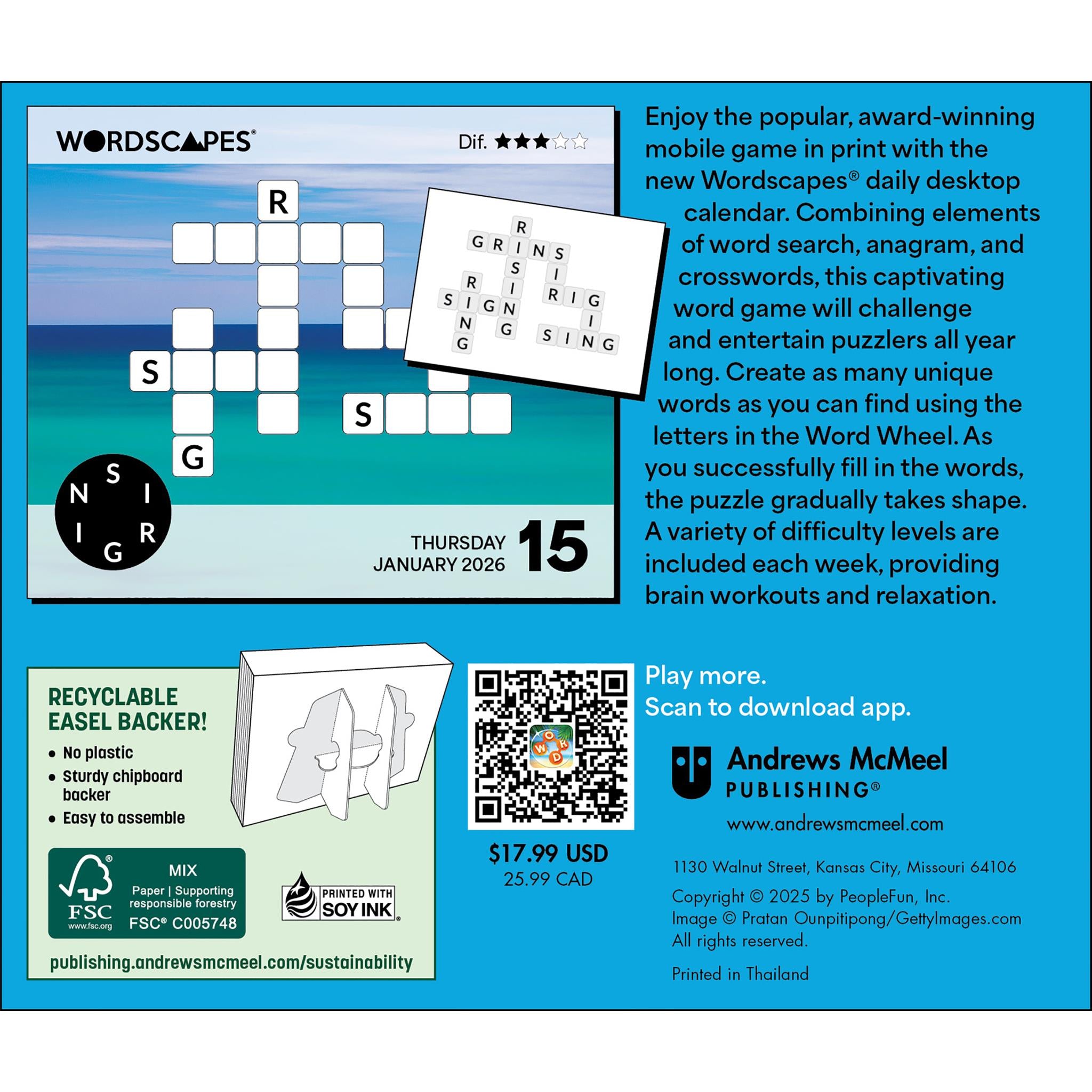 Wordscapes® Puzzle Fun 2026 Box Calendar - Online Only