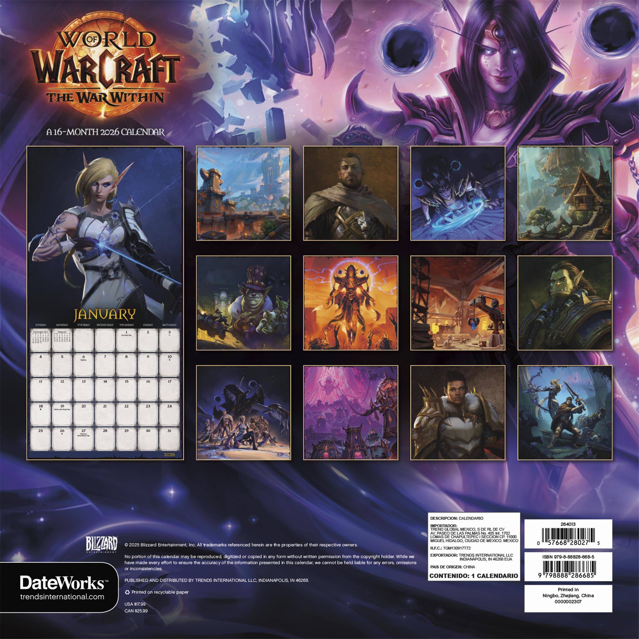 World Of Warcraft 2026 Wall Calendar