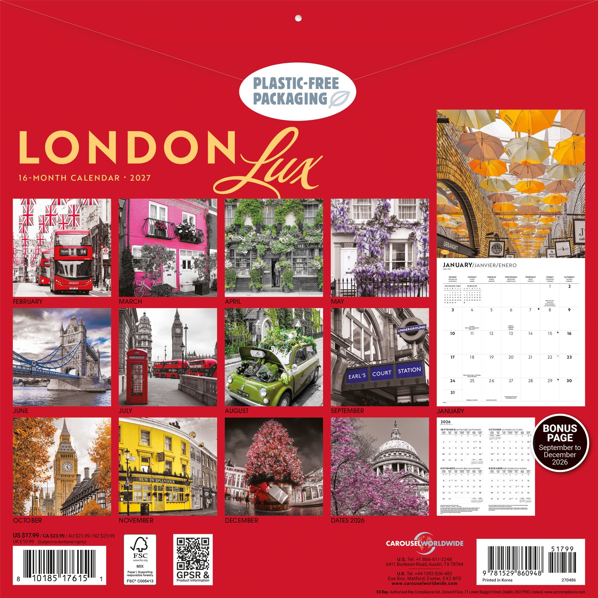 London Lux 2027 Wall Calendar