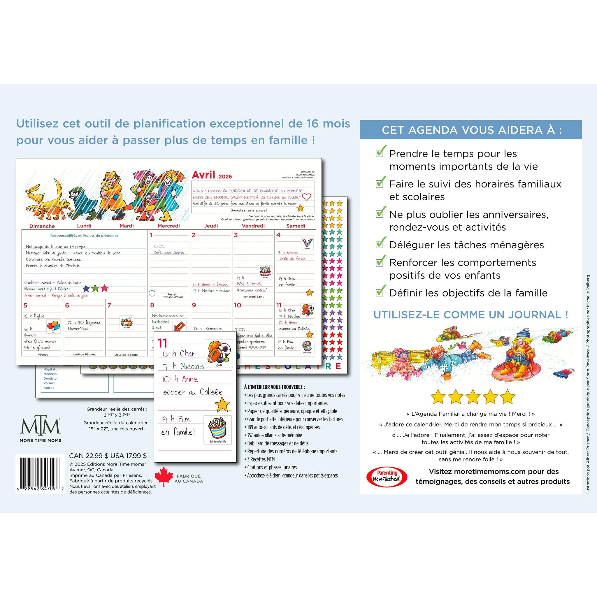 Agenda Familial 2025-2026 Wall Calendar (French)