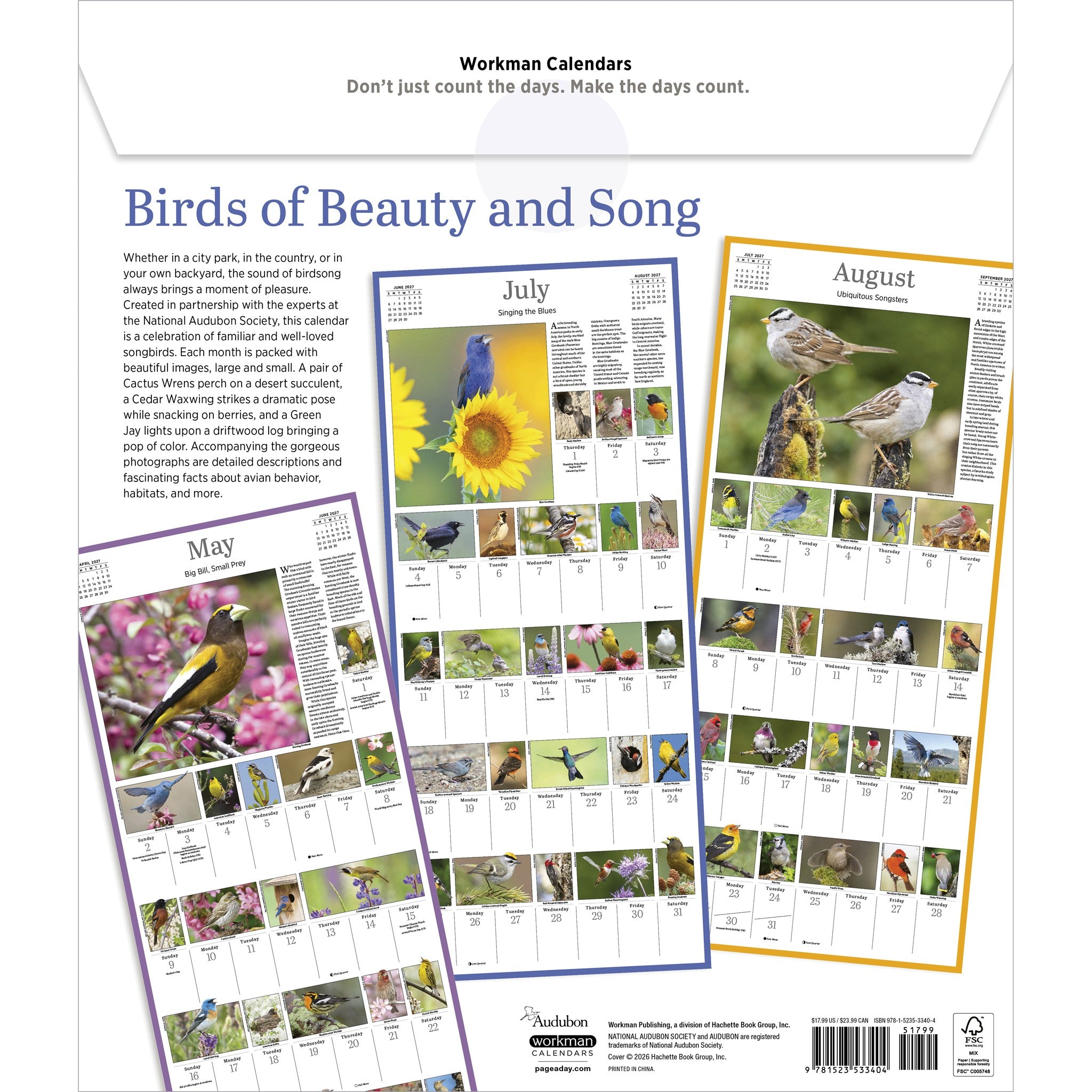 Audubon Songbirds 365 2027 Wall Calendar