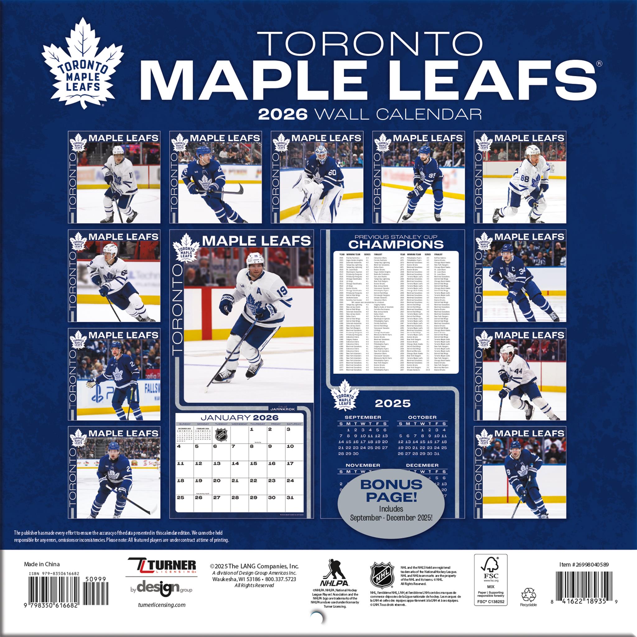 NHL Toronto Maple Leafs 2026 Mini Calendar