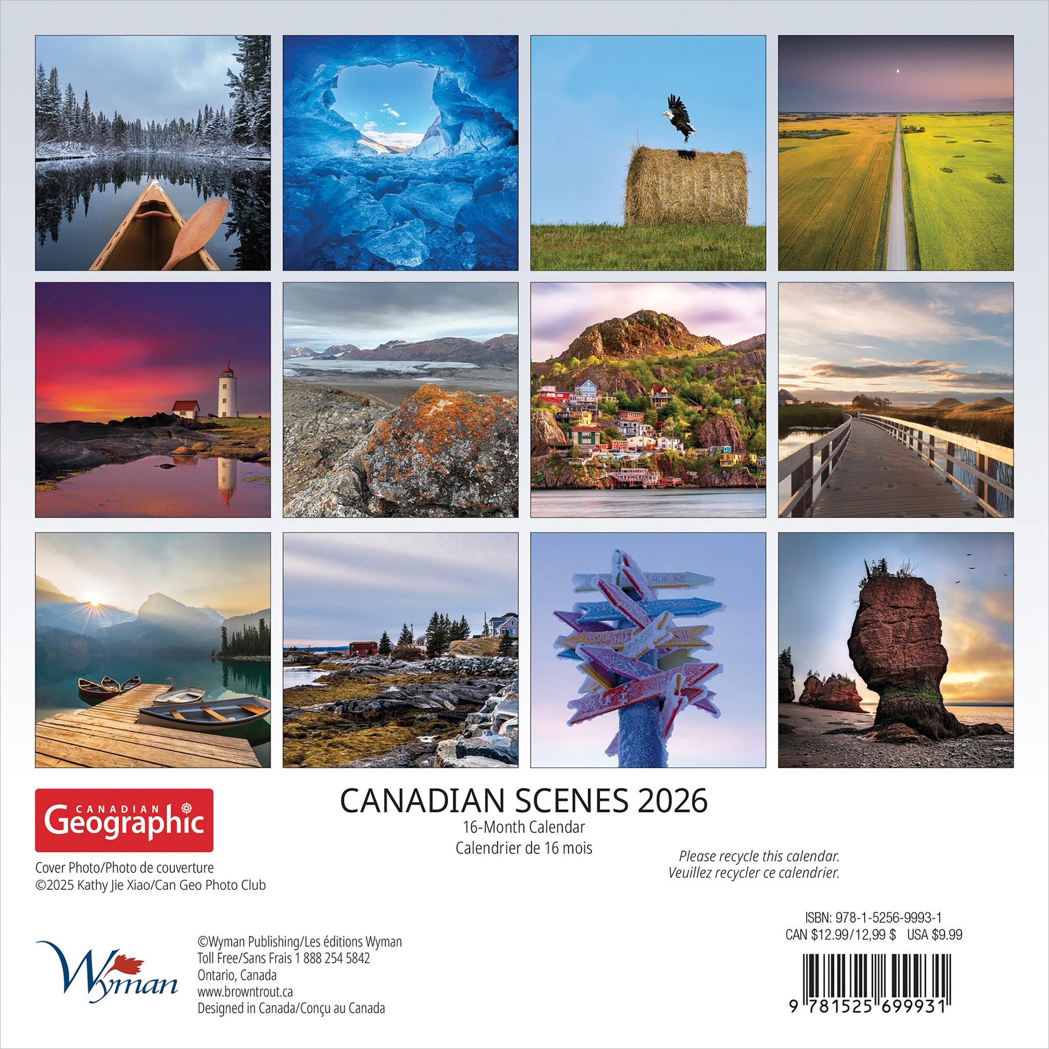 Canadian Geographic Canadian Scenes 2026 Mini Calendar - Online Only