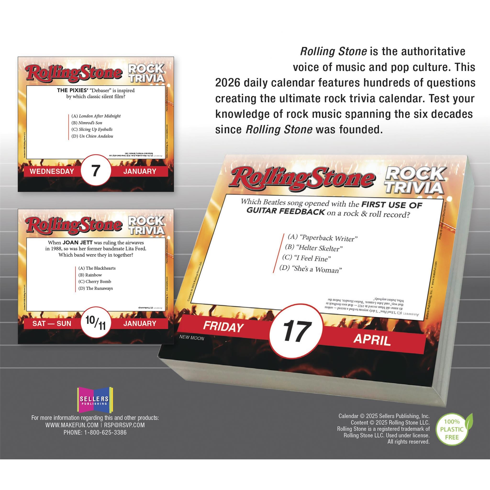 Rolling Stone Rock Trivia 2026 Box Calendar - Online Only