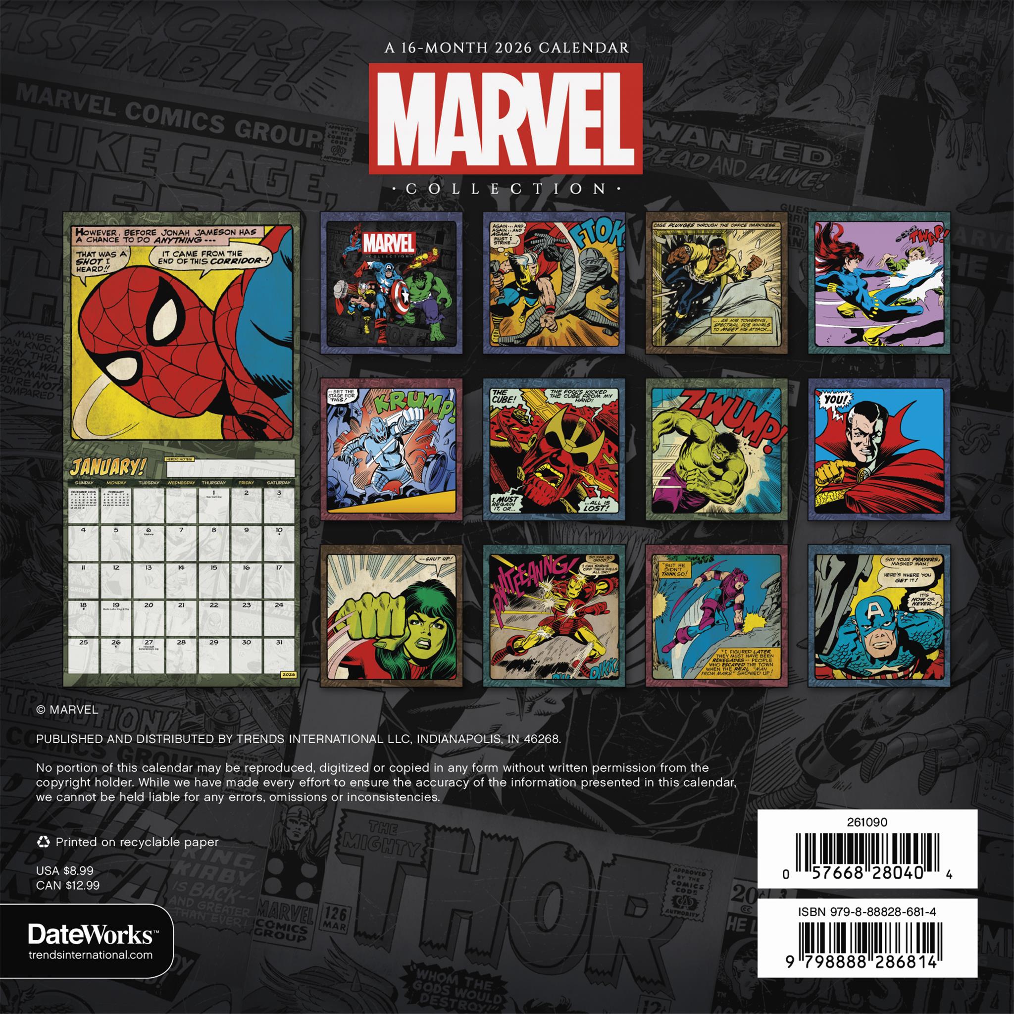Marvel Comics 2026 Mini Calendar