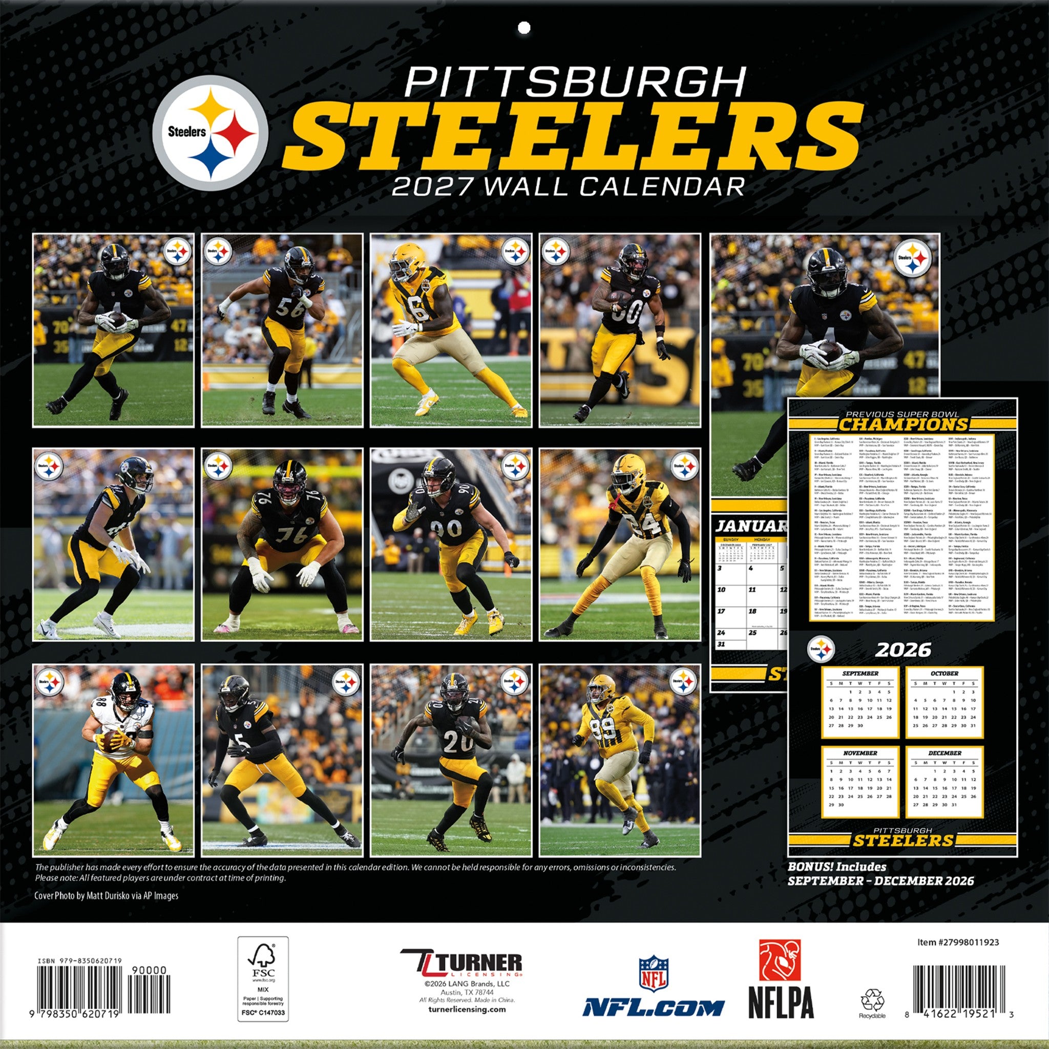 NFL Pittsburgh Steelers 2027 Wall Calendar
