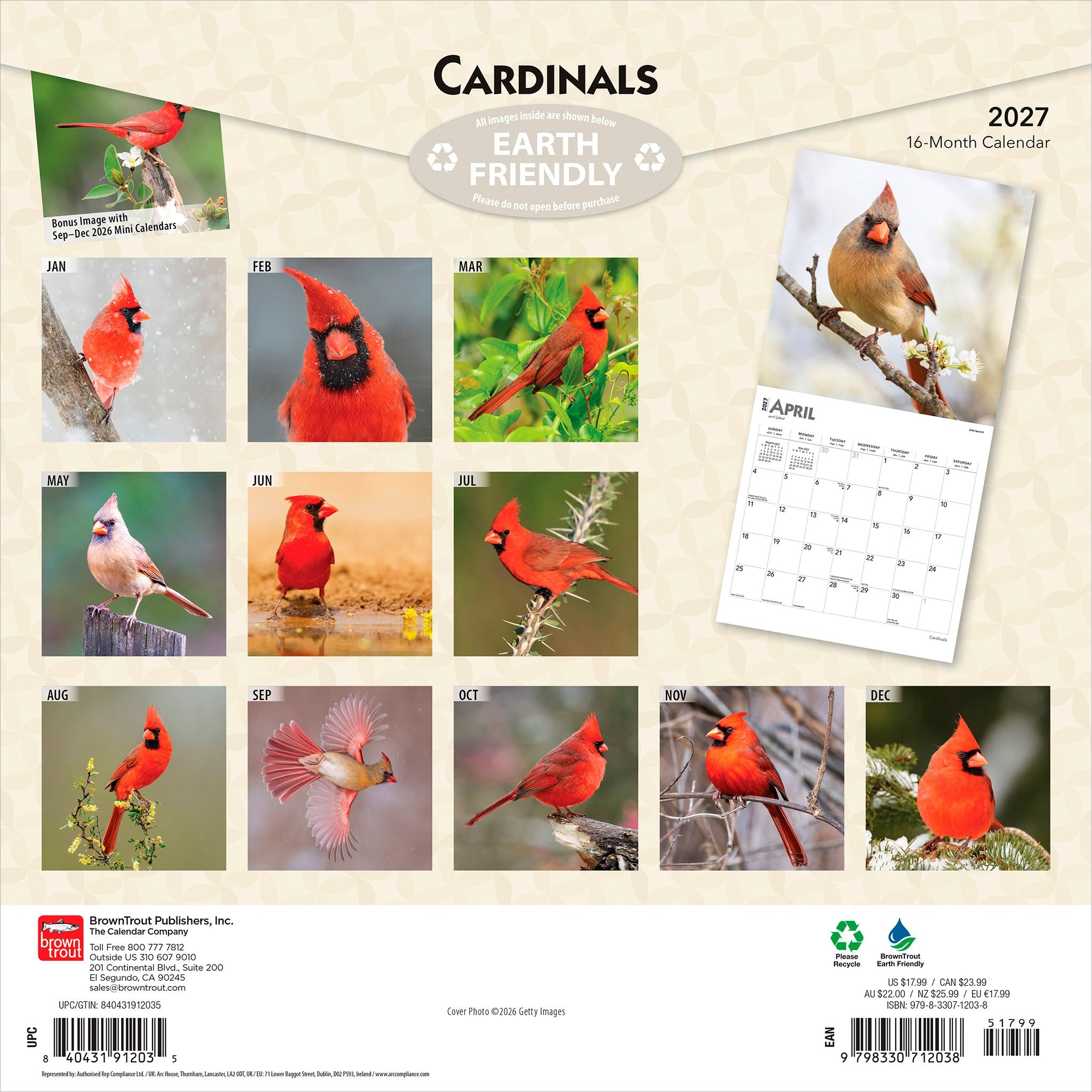 Cardinals 2027 Wall Calendar