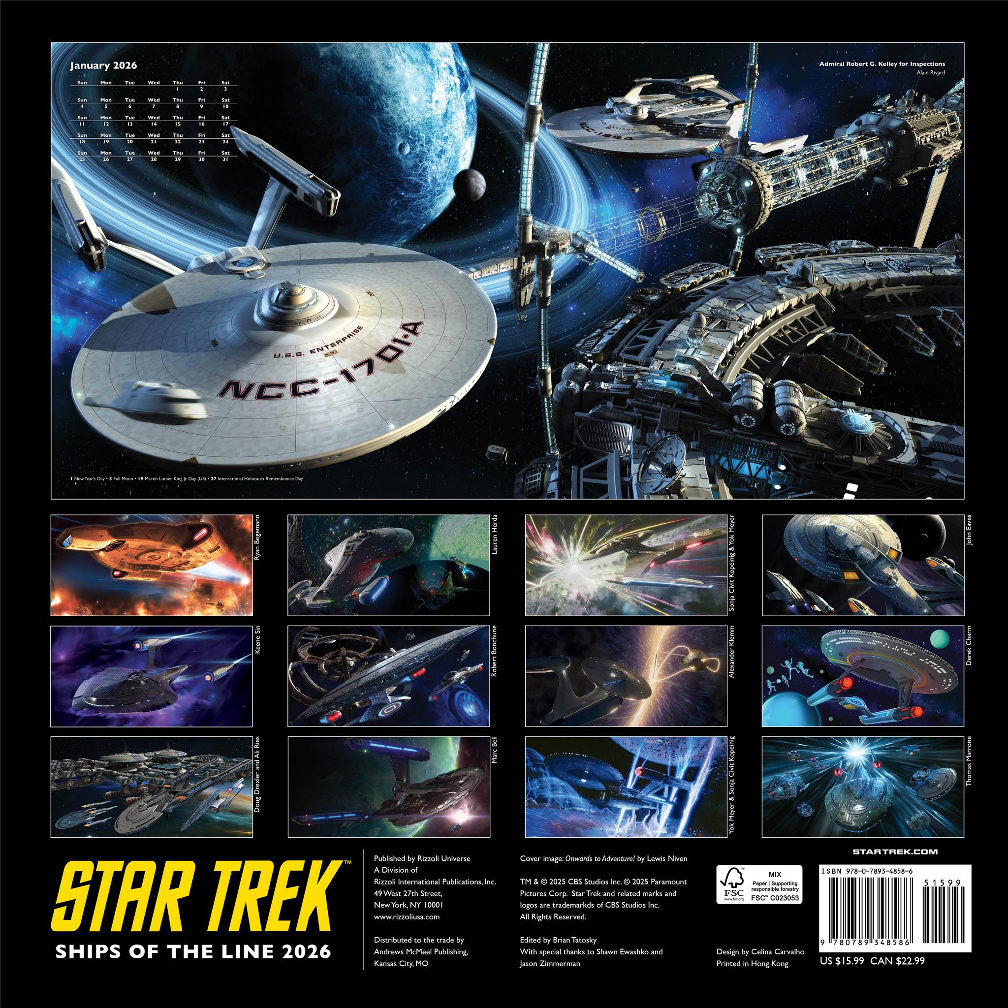 Star Trek Ships Of The Line Wall 2026 Calendar