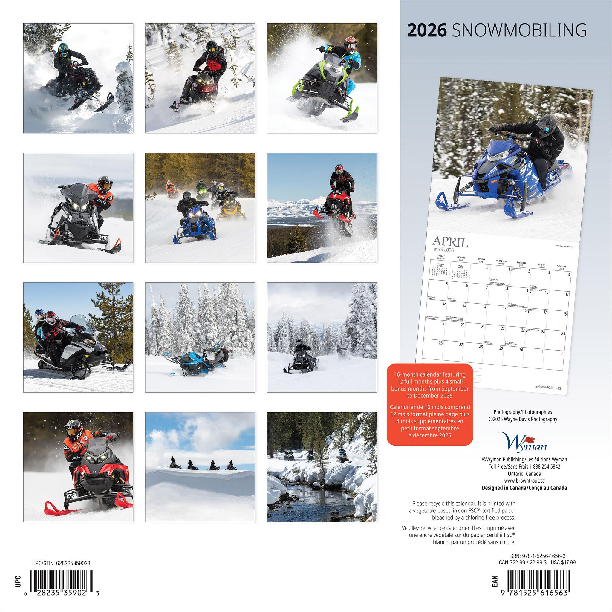 Snowmobiling 2026 Wall Calendar