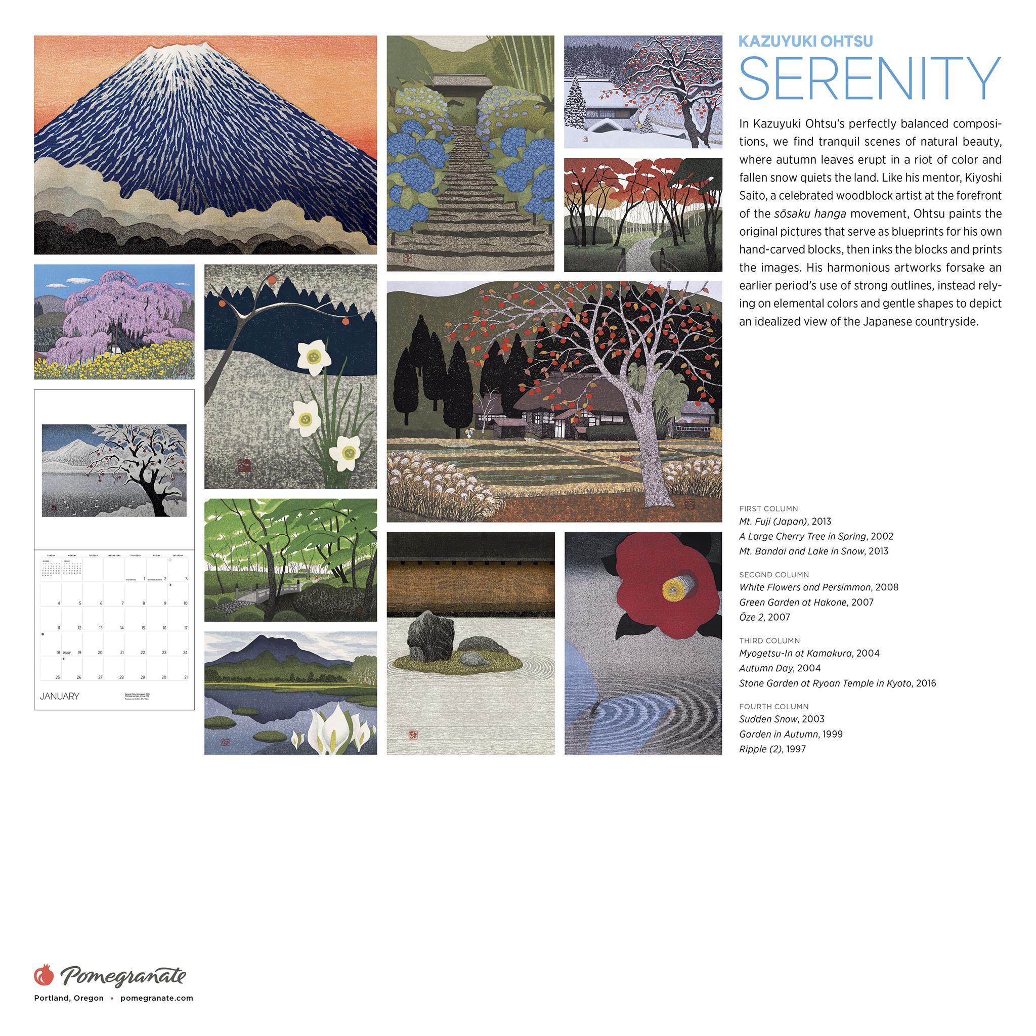 Serenity Kazuyuki Ohtsu 2026 Wall Calendar