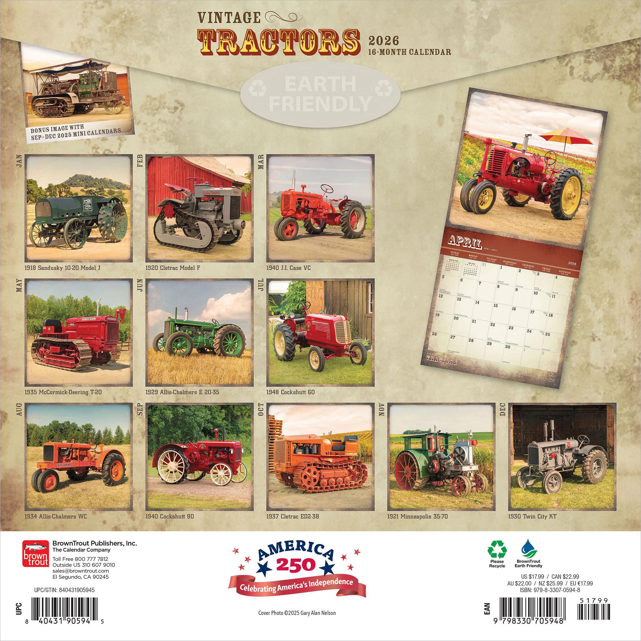 Vintage Tractors 2026 Wall Calendar - Online Only