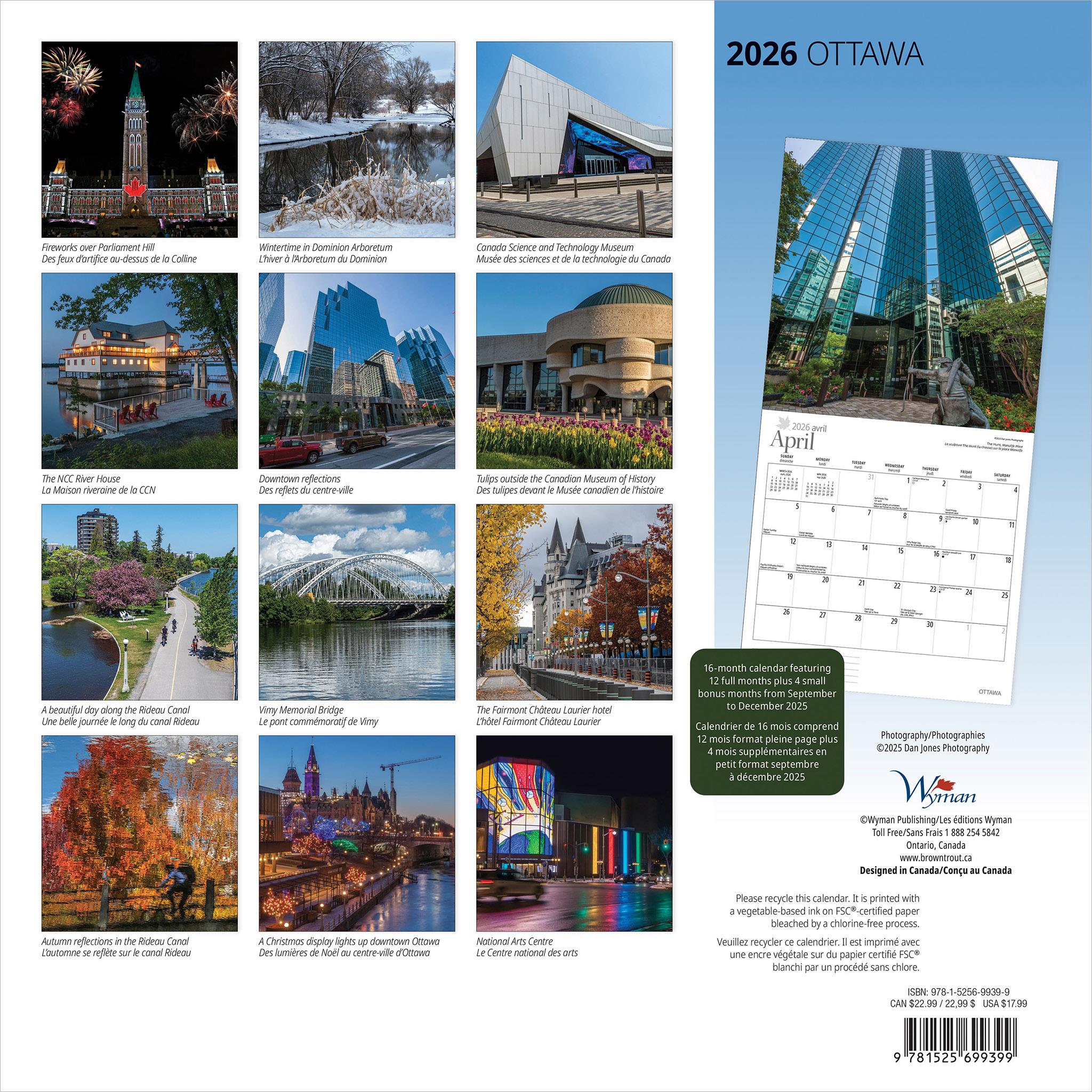 Ottawa 2026 Wall Calendar