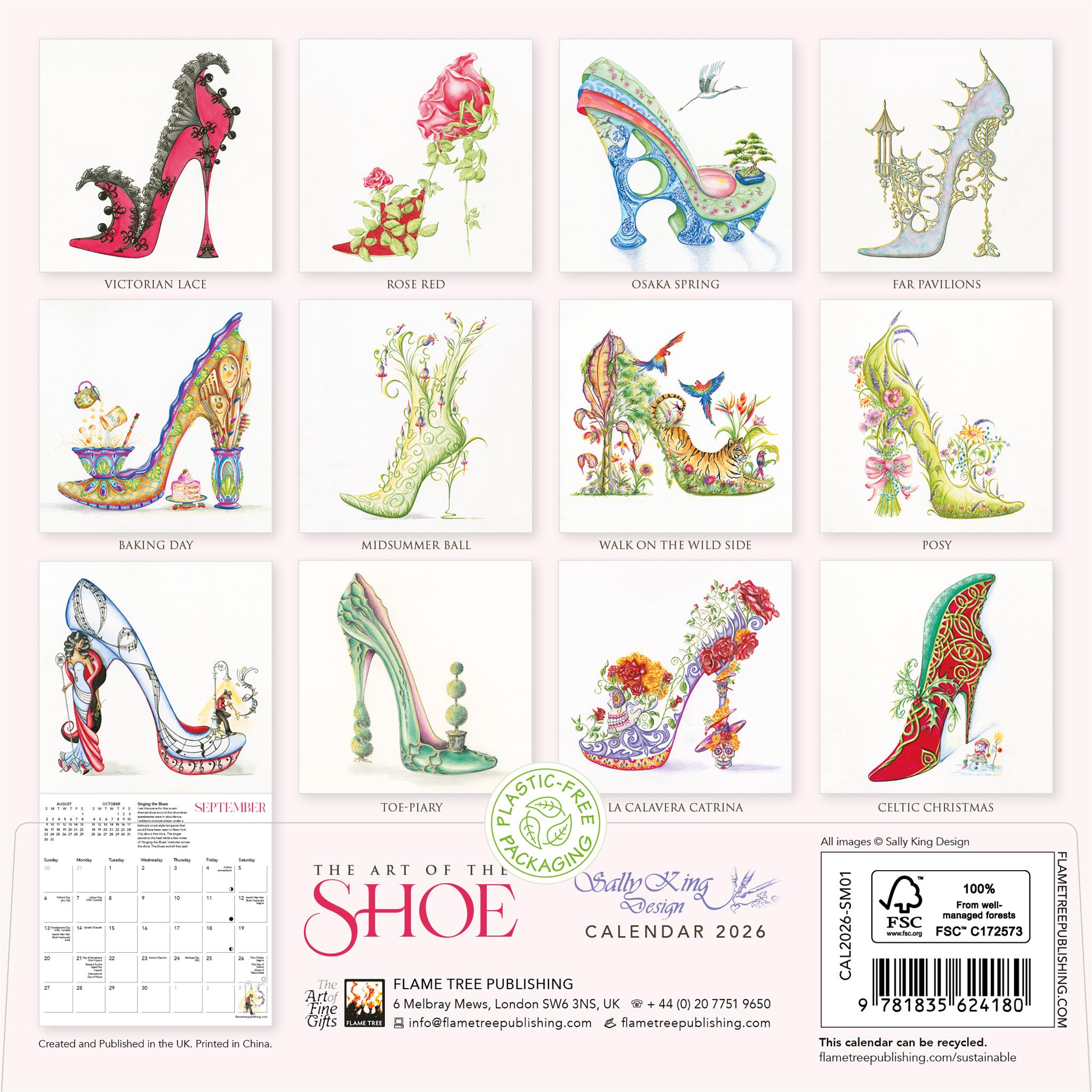 The Art Of The Shoe By Sally King Design 2026 Mini Calendar - Online Only