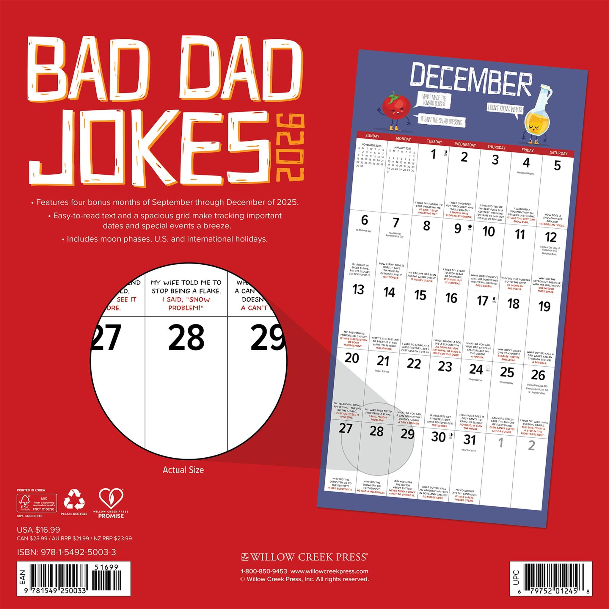 Bad Dad Jokes 2026 Wall Calendar