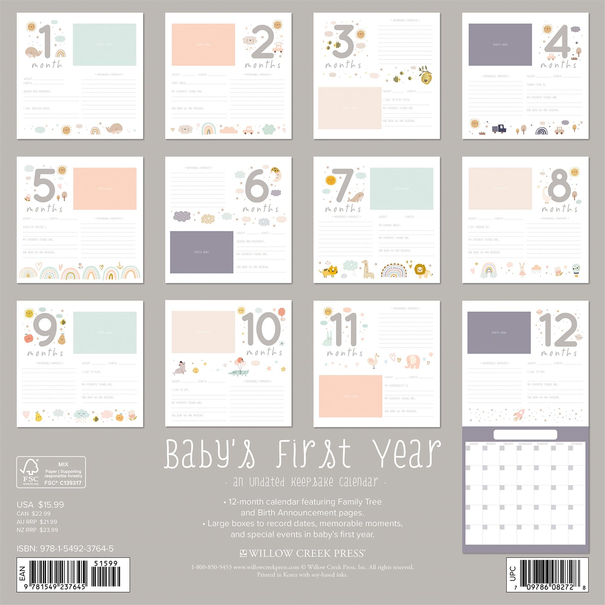 Babys First Year Undated 2025 Wall Calendar - Calendar Club Canada