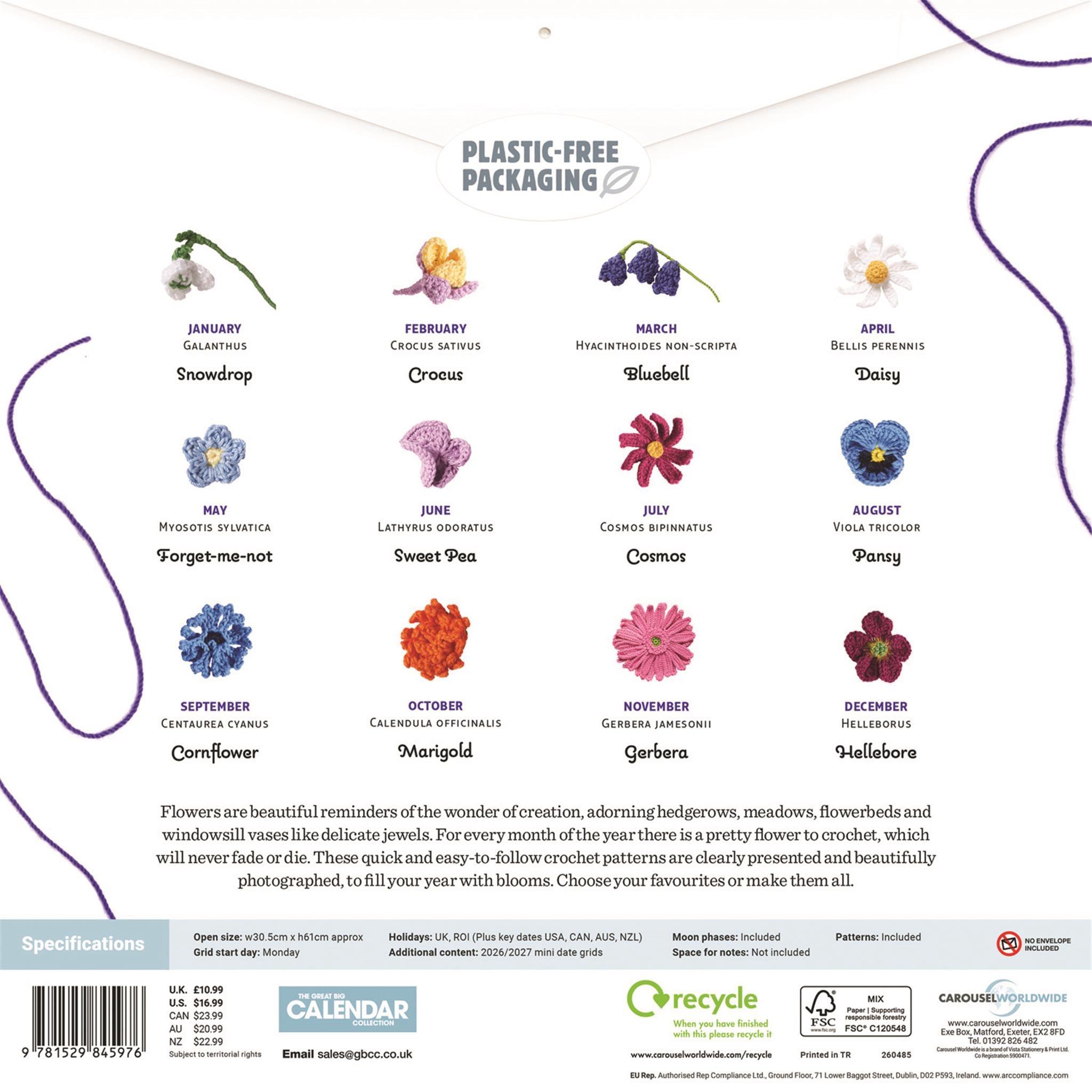 Crocheted Houseplants 2026 Wall Calendar