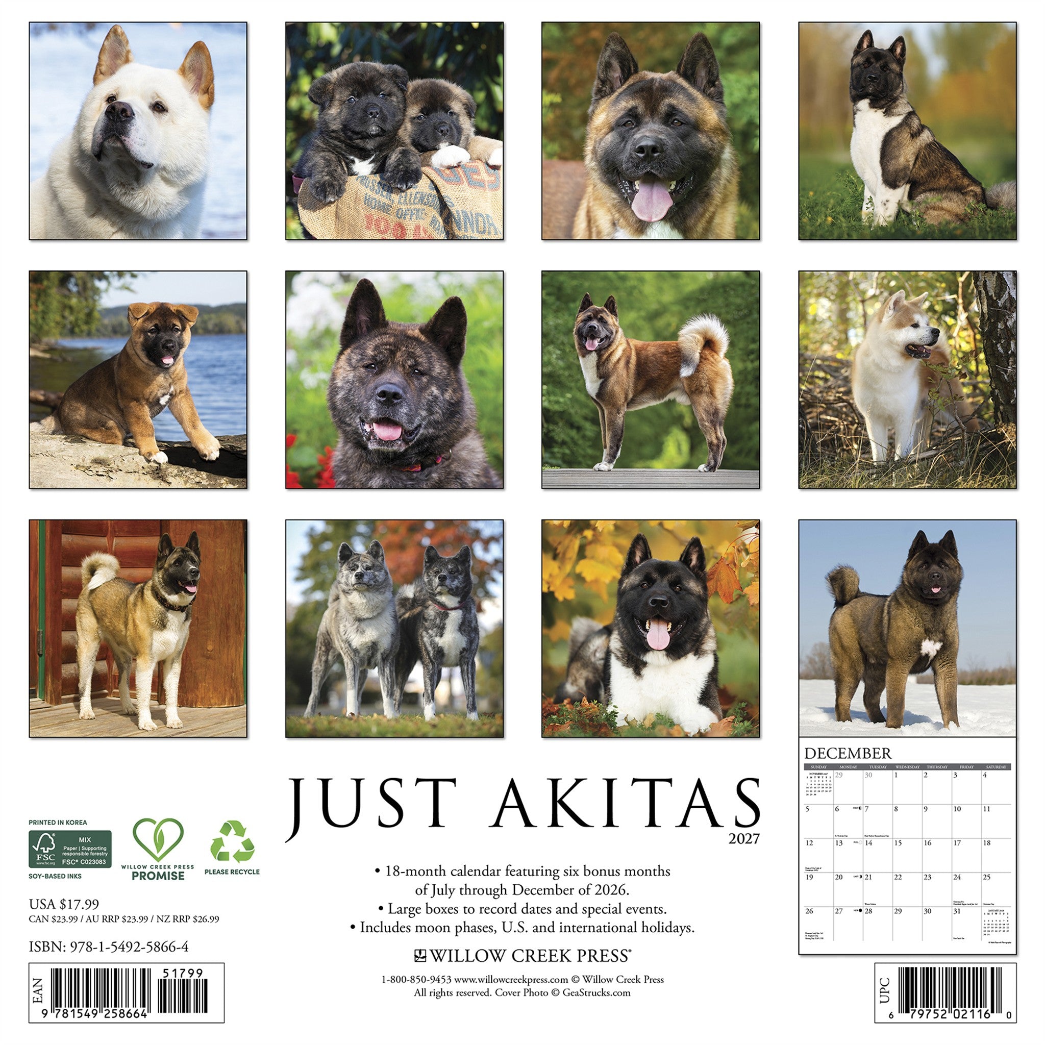 Akitas 2027 Wall Calendar - Online Only