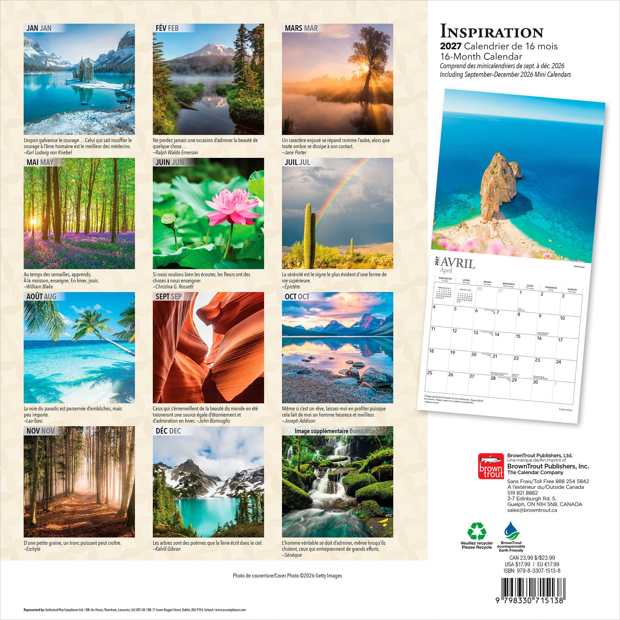 Inspiration 2027 Wall Calendar (French)
