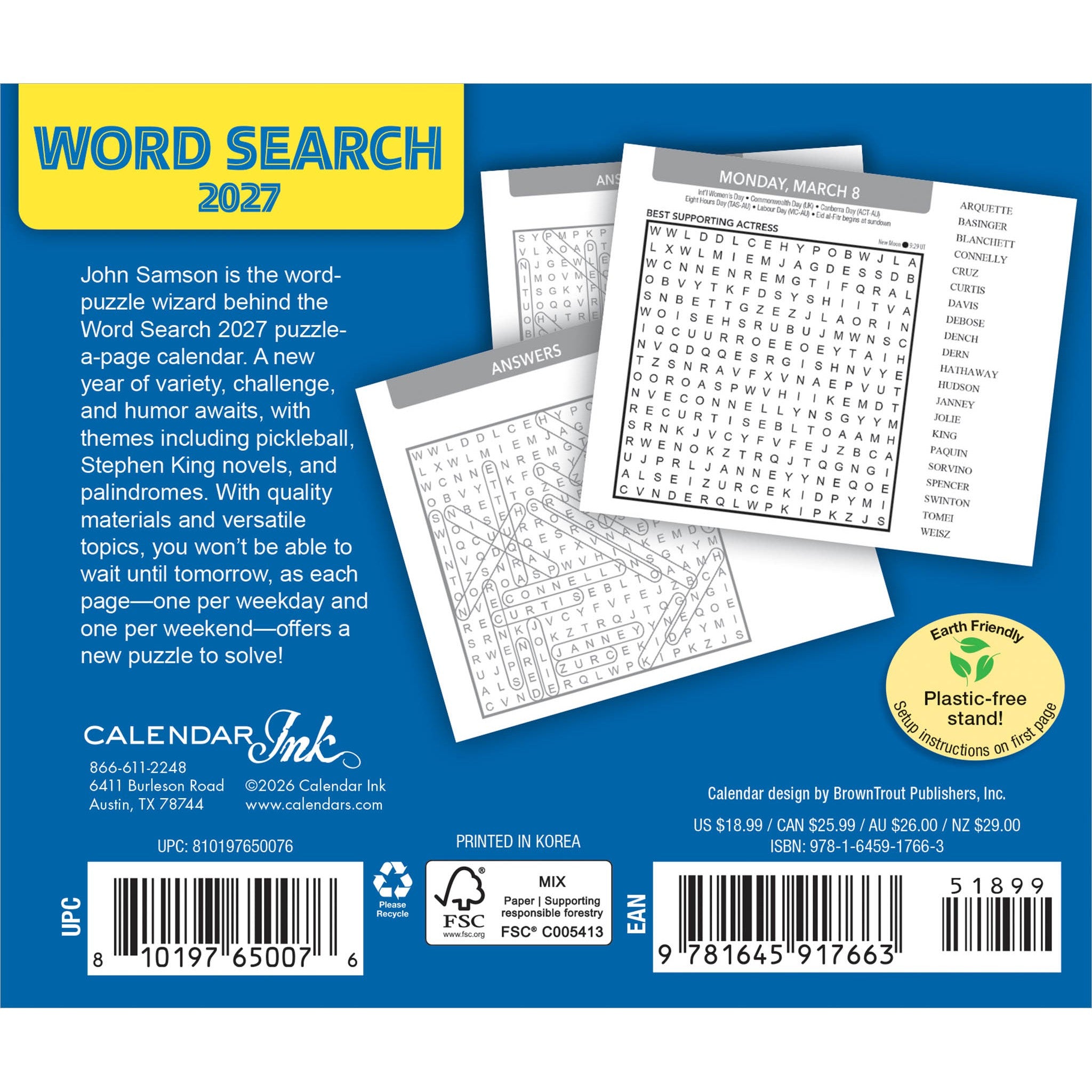 Word Search 2027 Box Calendar