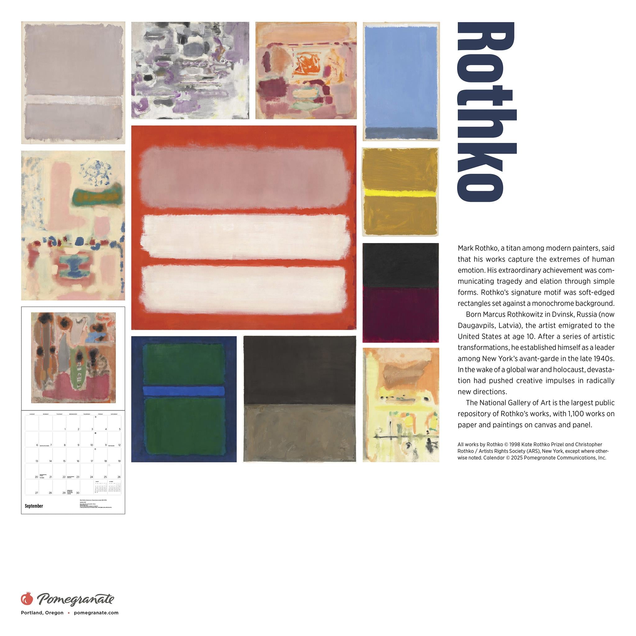 Rothko 2026 Wall Calendar