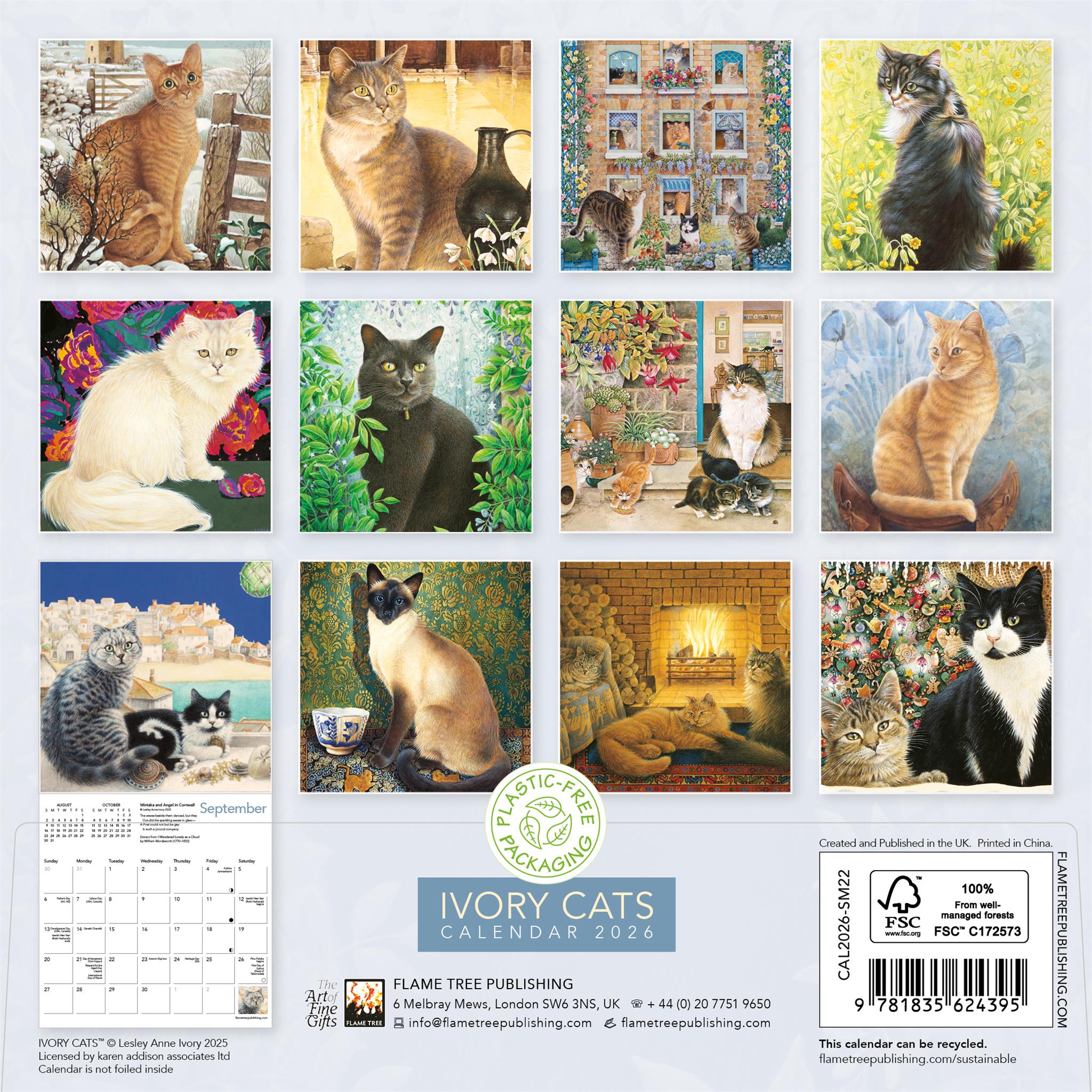 Ivory Cats 2026 Mini Calendar - Online Only