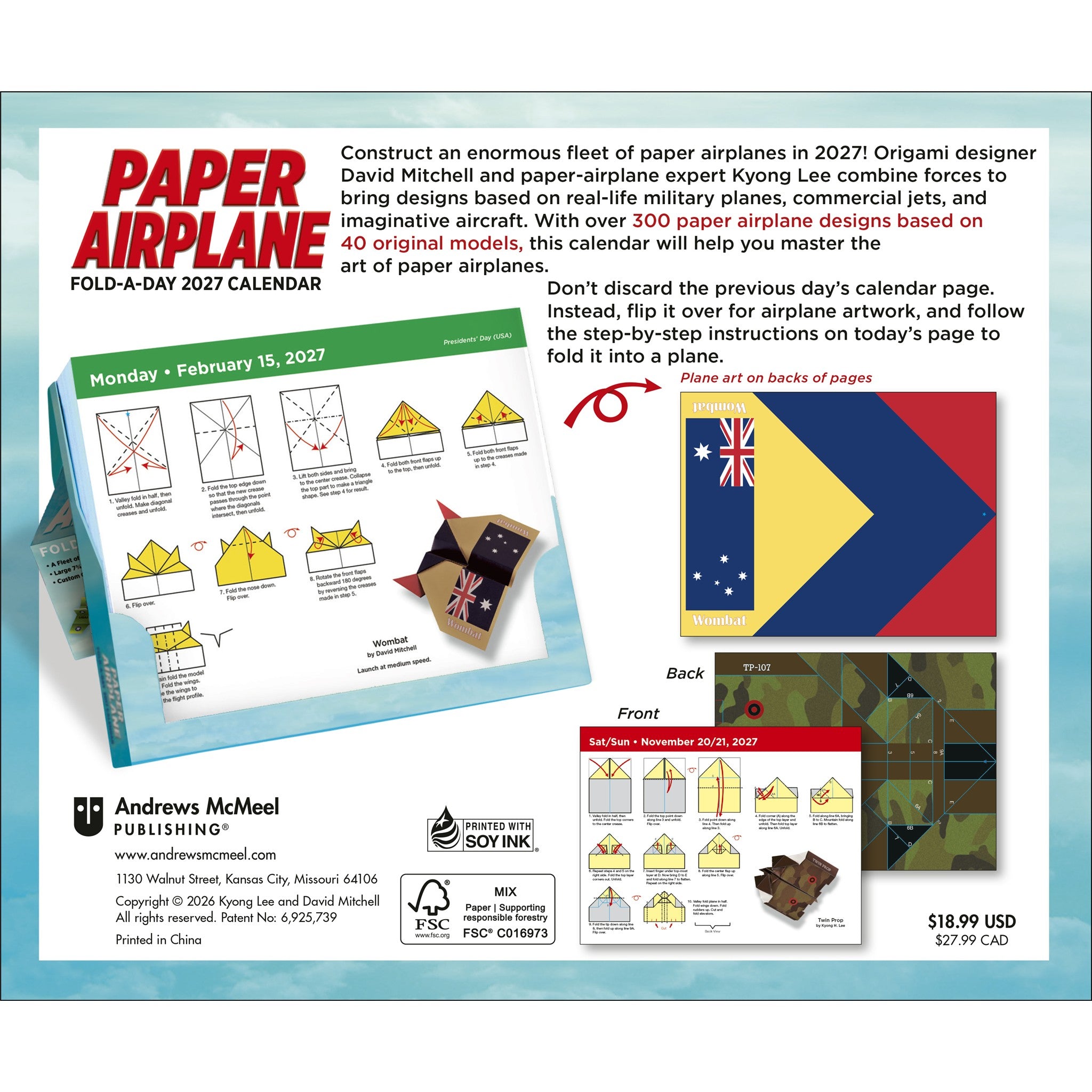 Paper Airplane Fold-A-Day 2027 Box Calendar