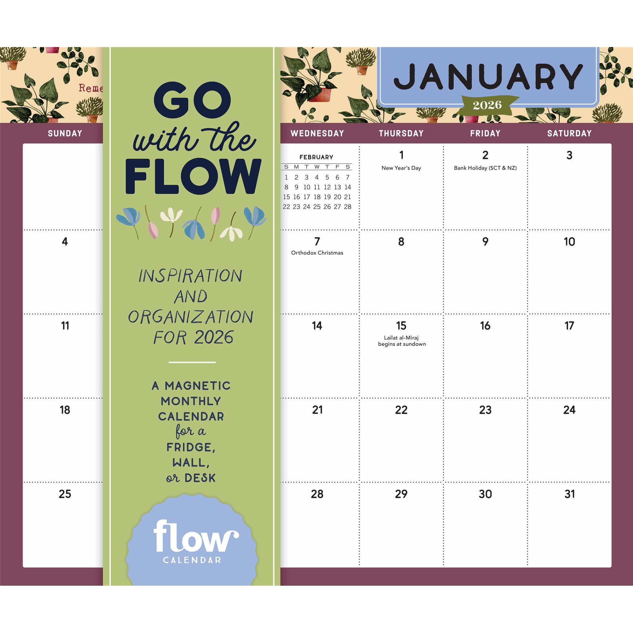 Go With The Flow 2026 Mini Magnetic Calendar - Online Only