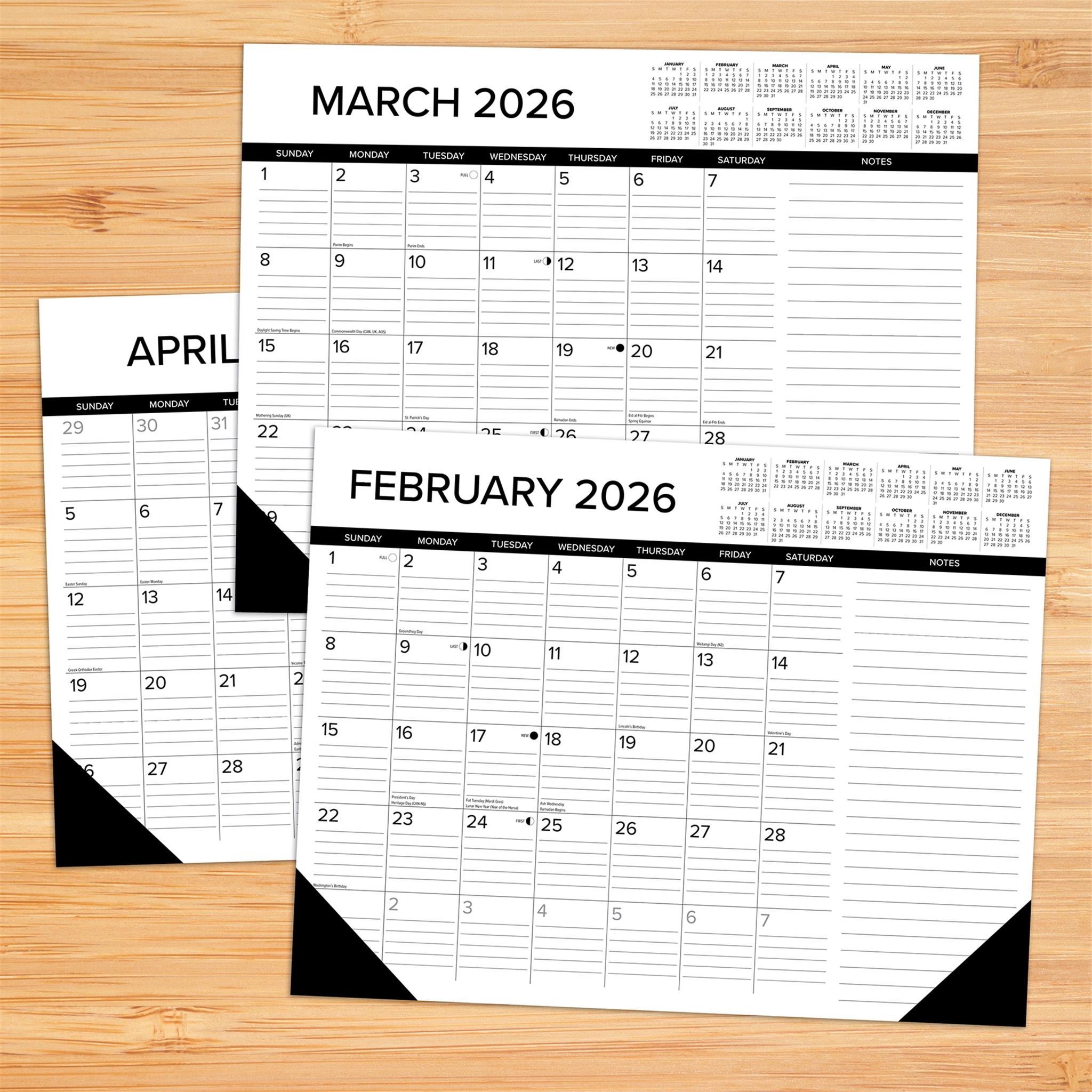 Black And White 2026 Desk Pad Calendar