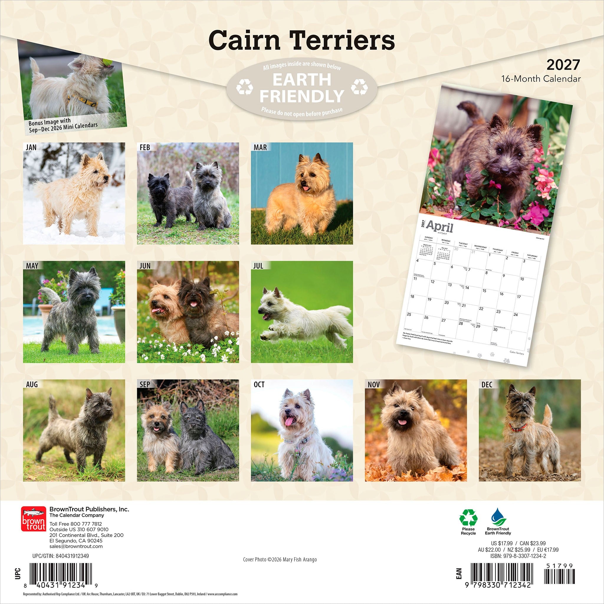 Cairn Terriers 2027 Wall Calendar