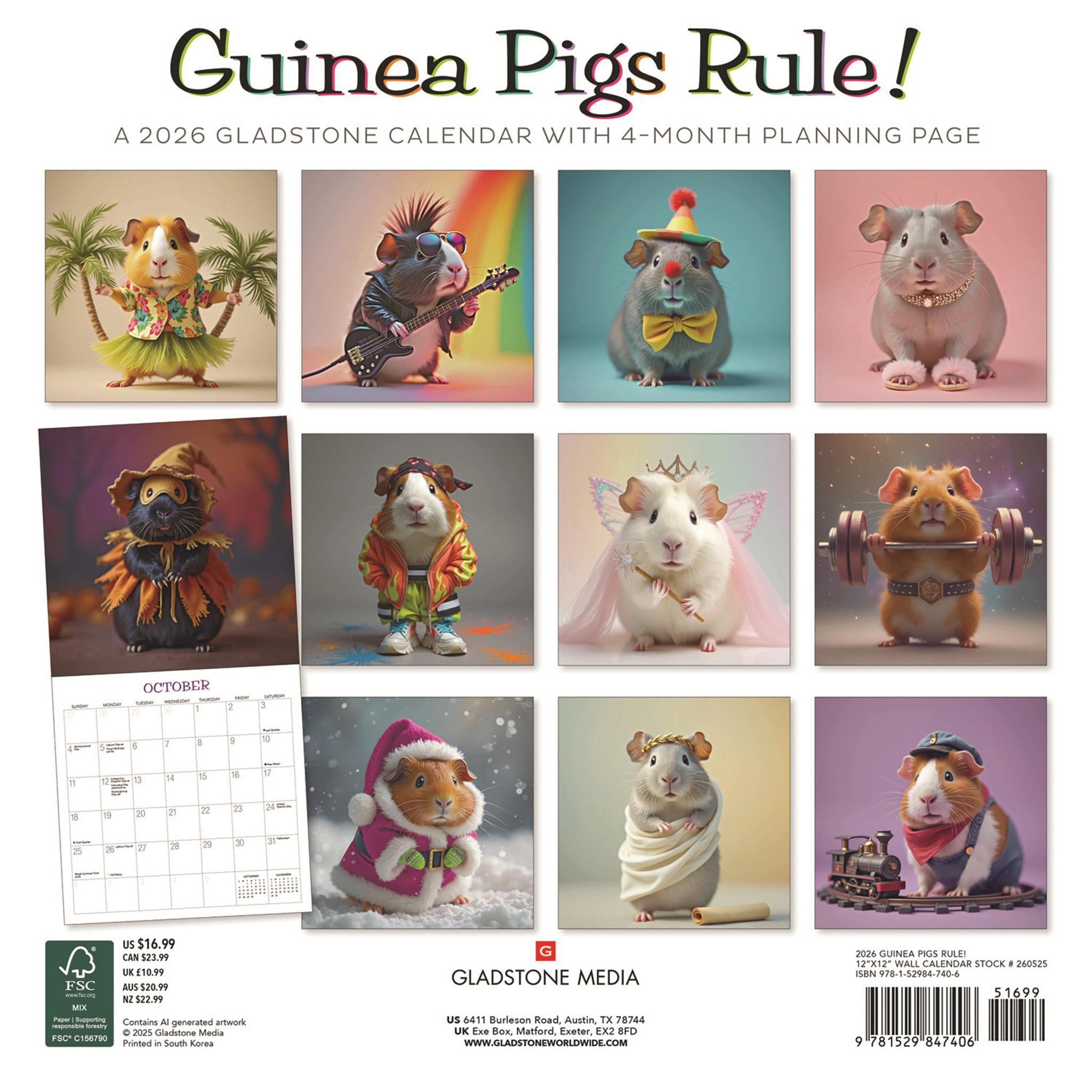 Guinea Pigs Rule! 2026 Wall Calendar