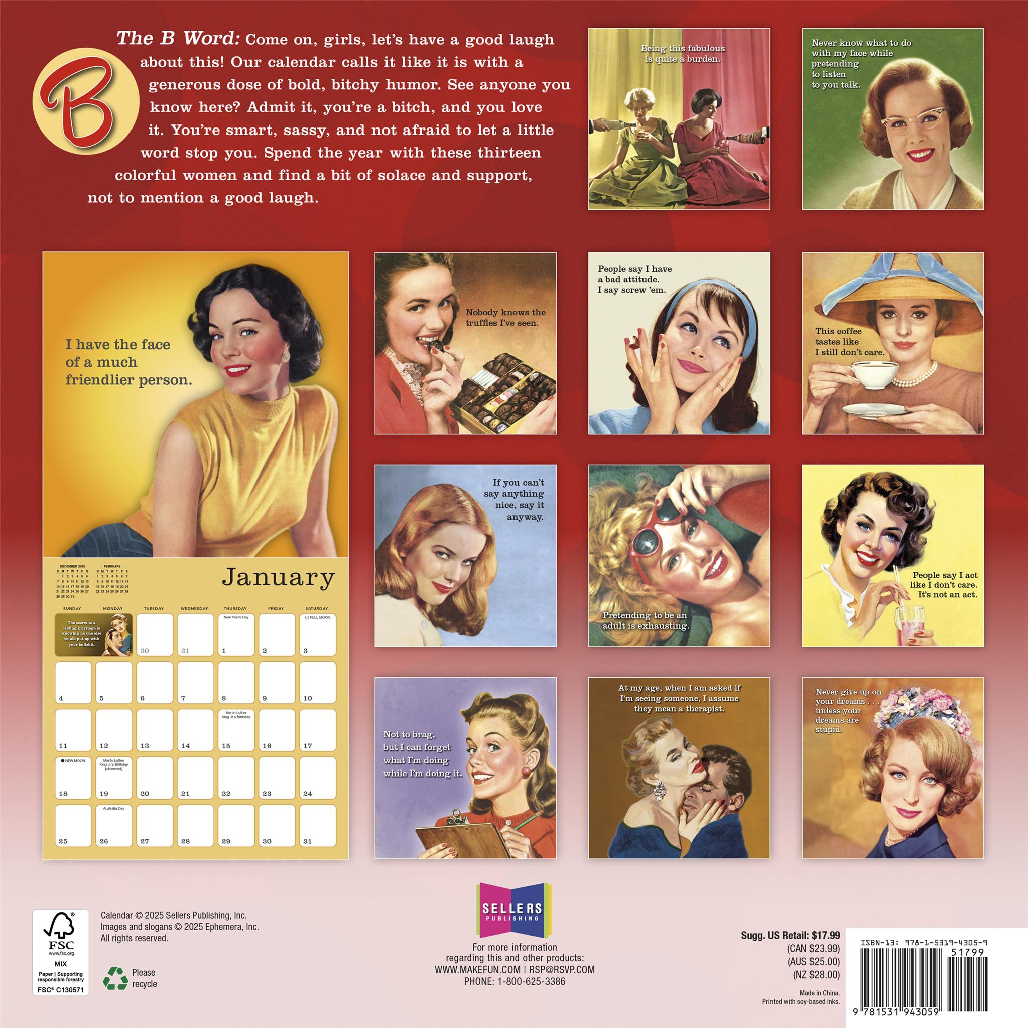 B Word 2026 Wall Calendar