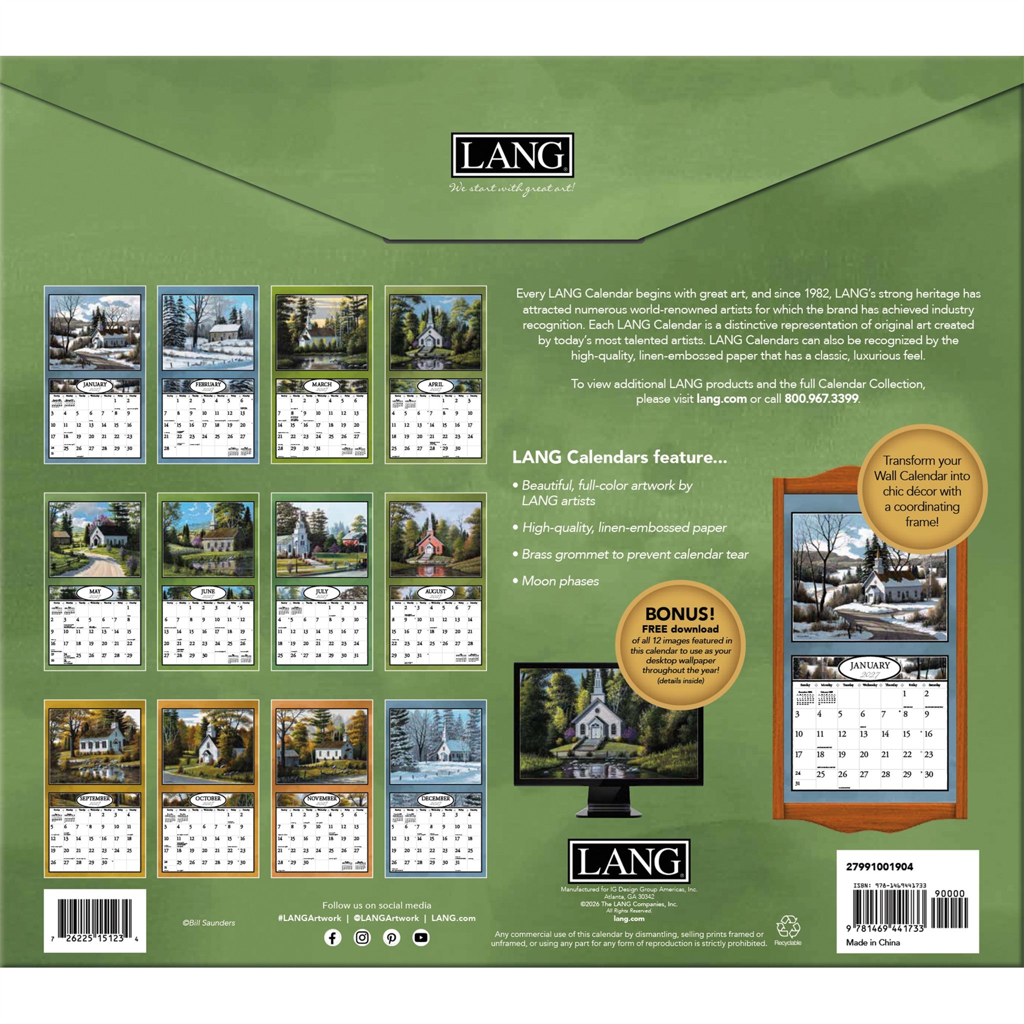 Country Churches 2027 Wall Calendar - Online Only