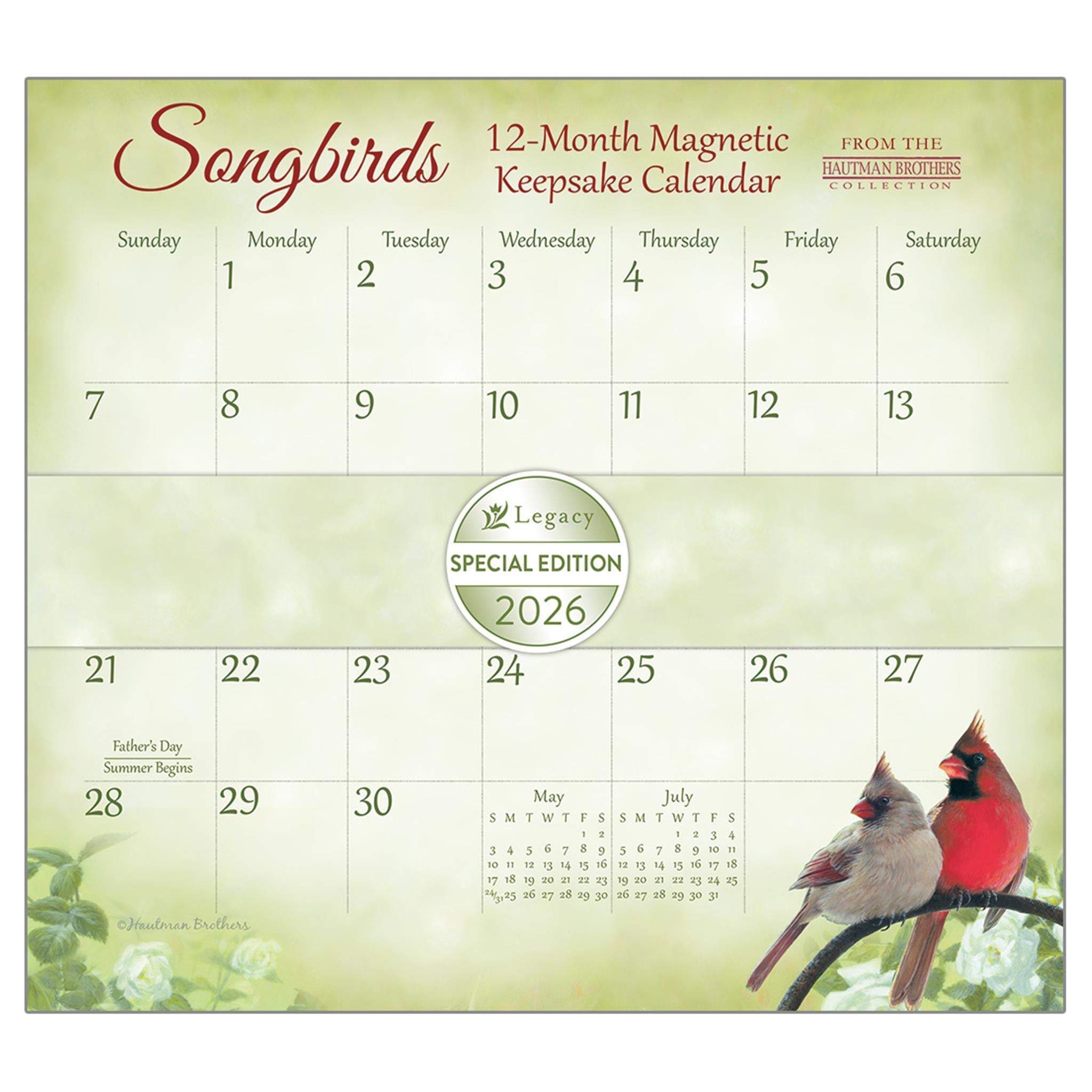 Songbirds 2026 Special Edition Mini Magnetic Keepsake Calendar