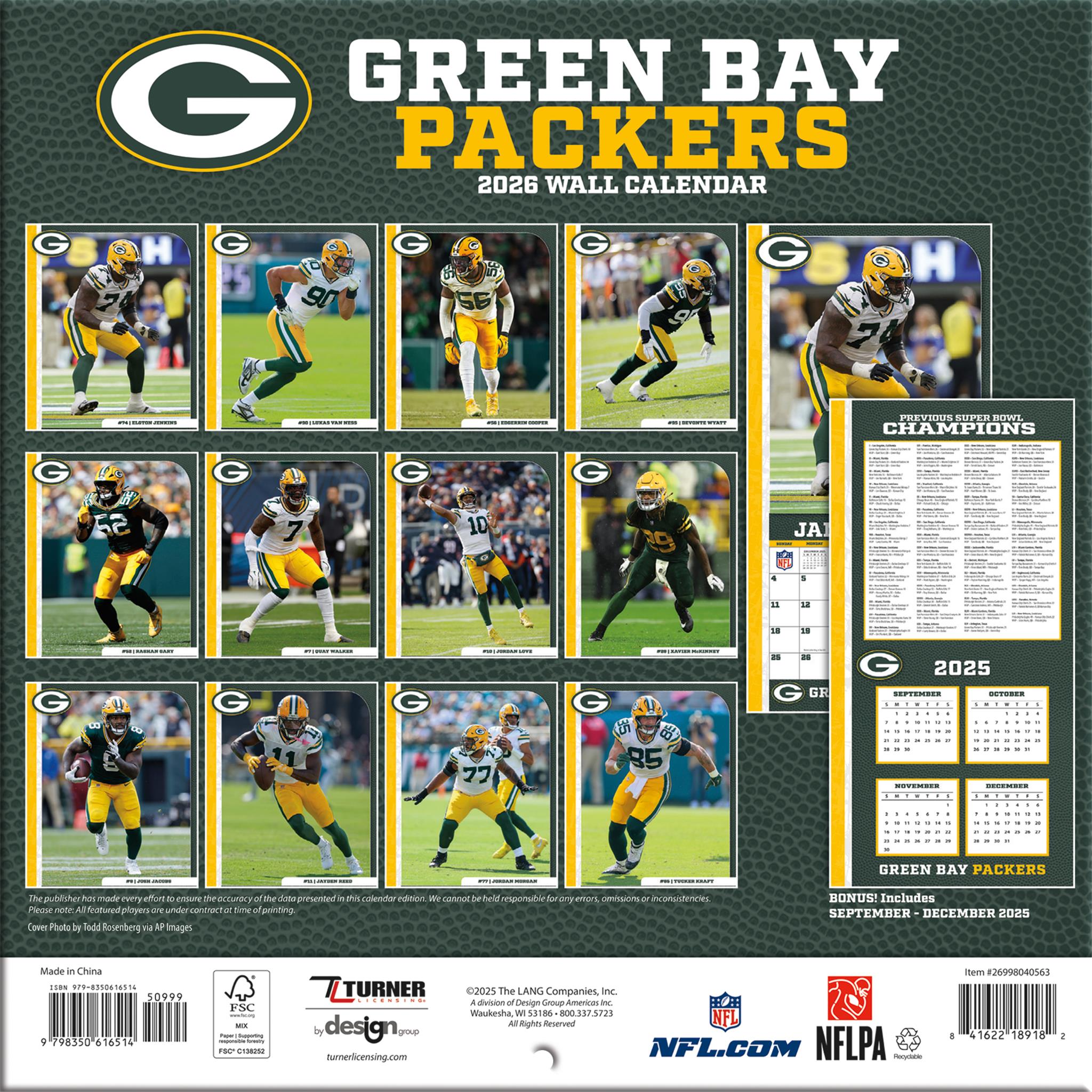 NFL Green Bay Packers 2026 Mini Calendar - Online Only
