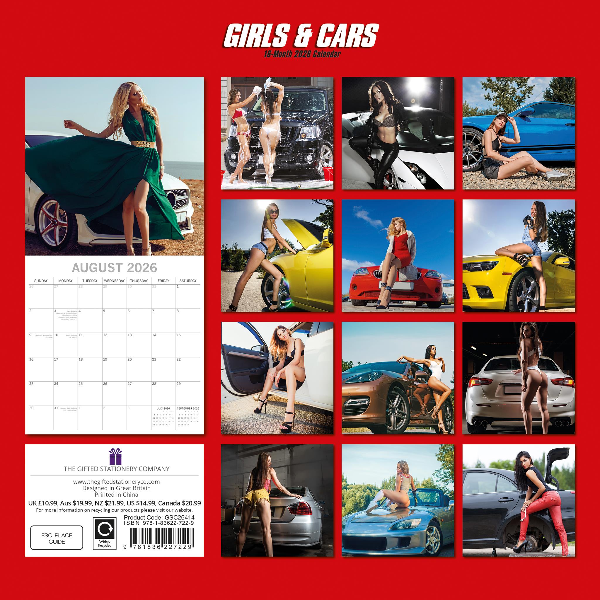 Girls And Cars 2026 Wall Calendar