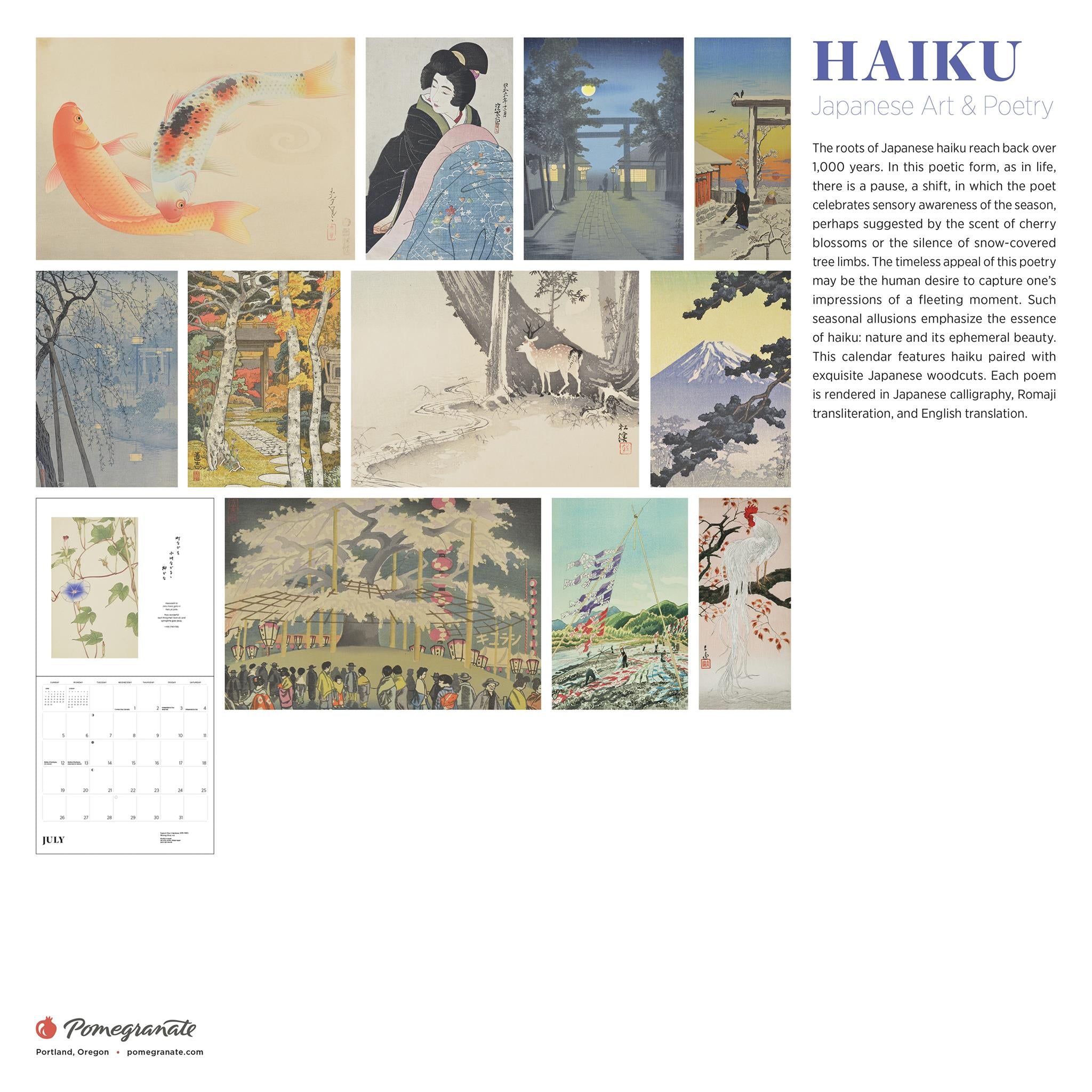 Japanese Art And Poetry 2026 Special Edition Wall Calendar with Print