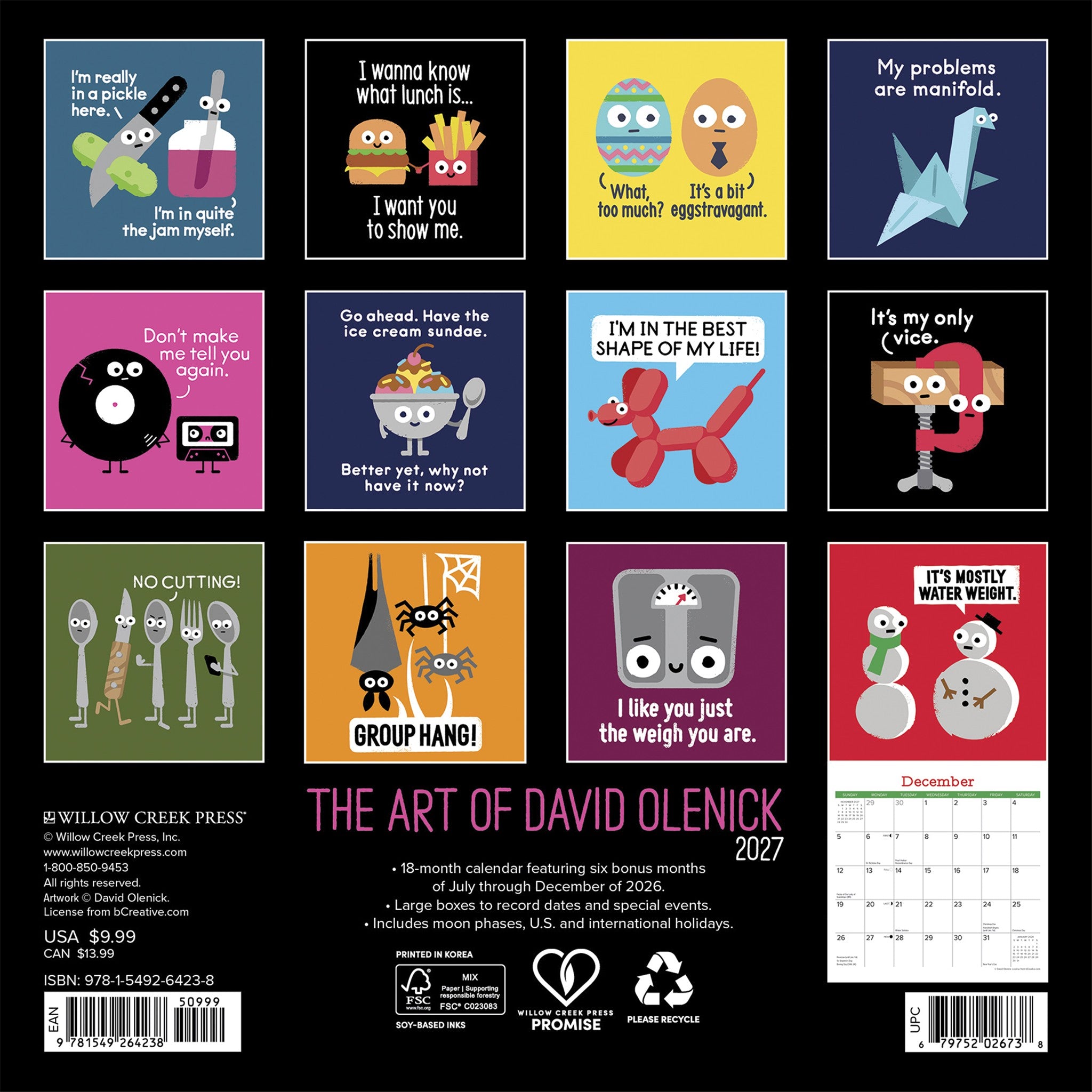 The Art of David Olenick 2027 Mini Calendar - Online Only