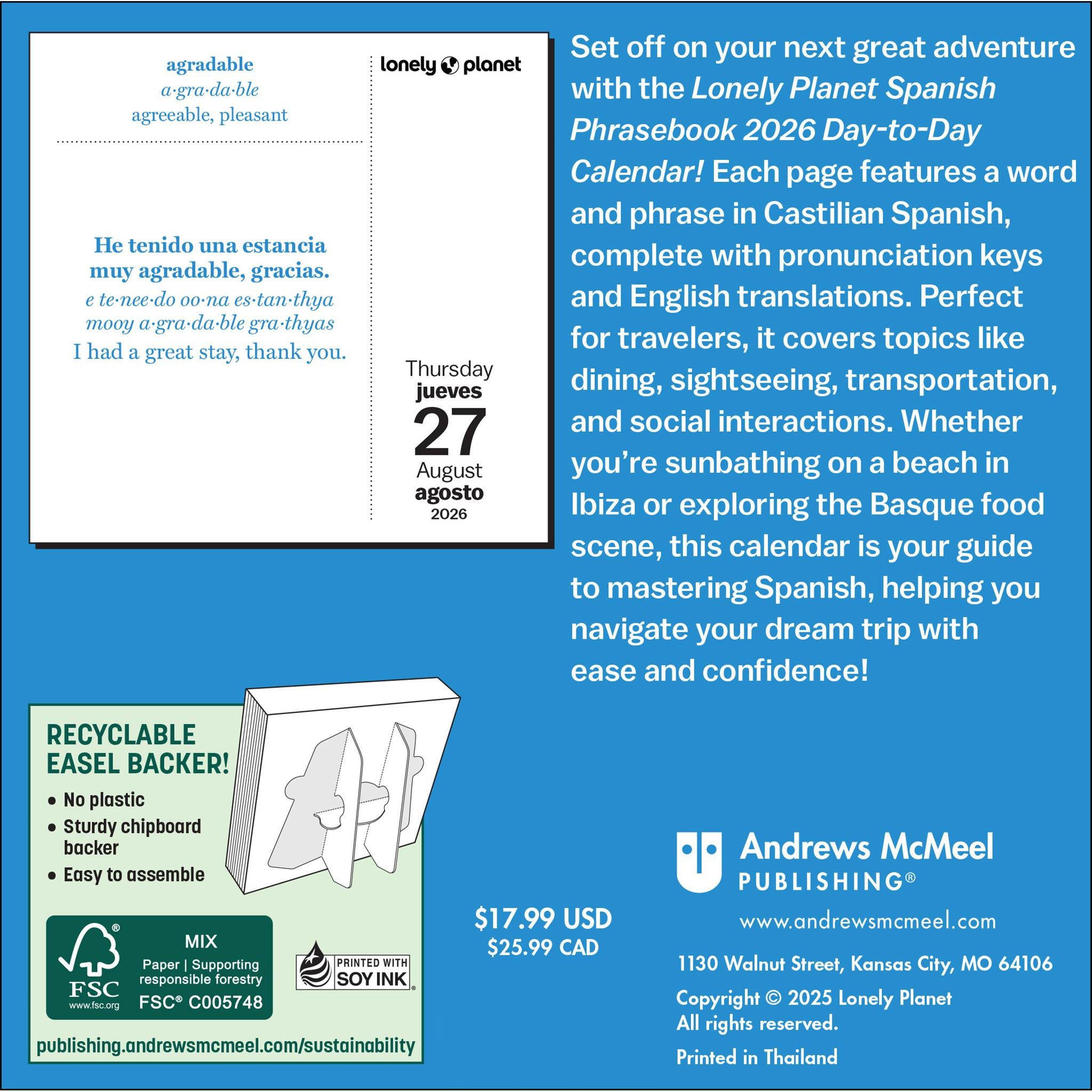 Lonely Planet: Spanish Phrasebook 2026 Box Calendar - Online Only